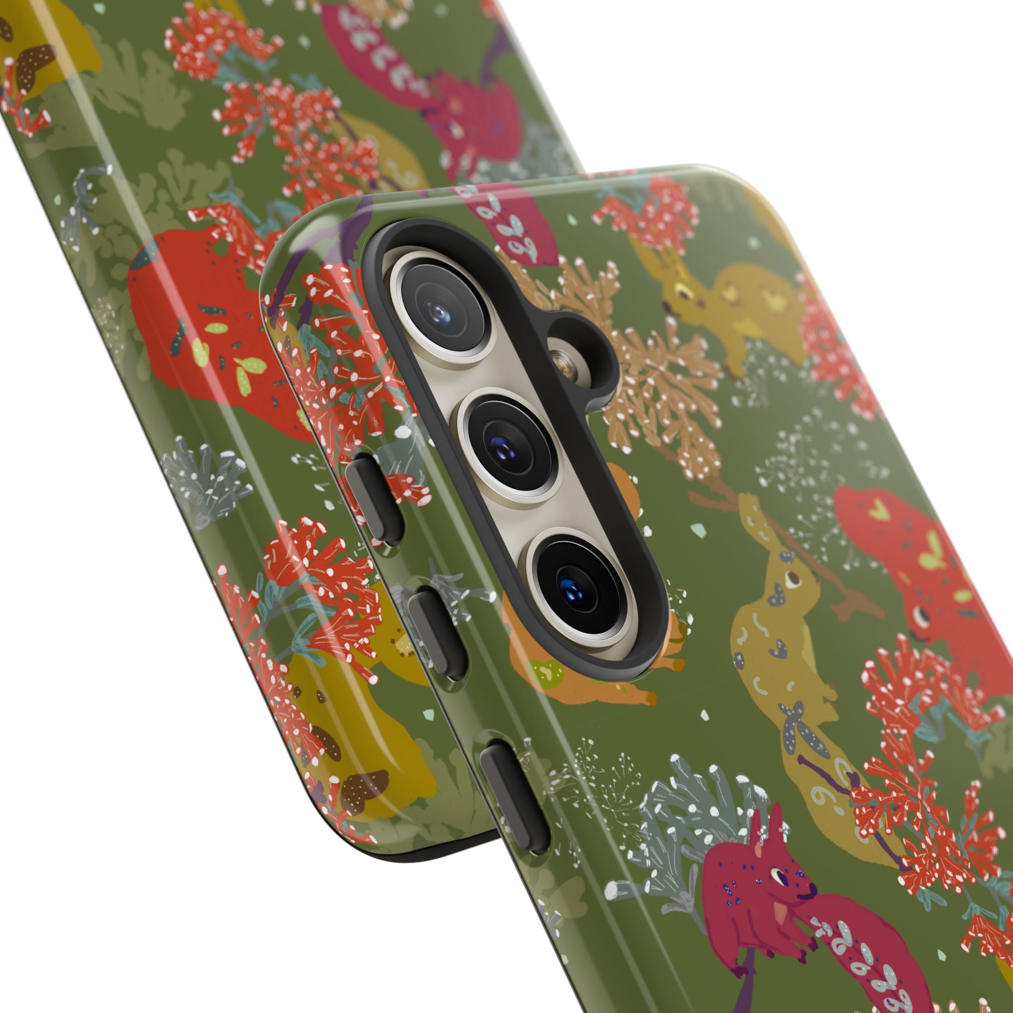 Playful Squirrels Tough Case Olive Green