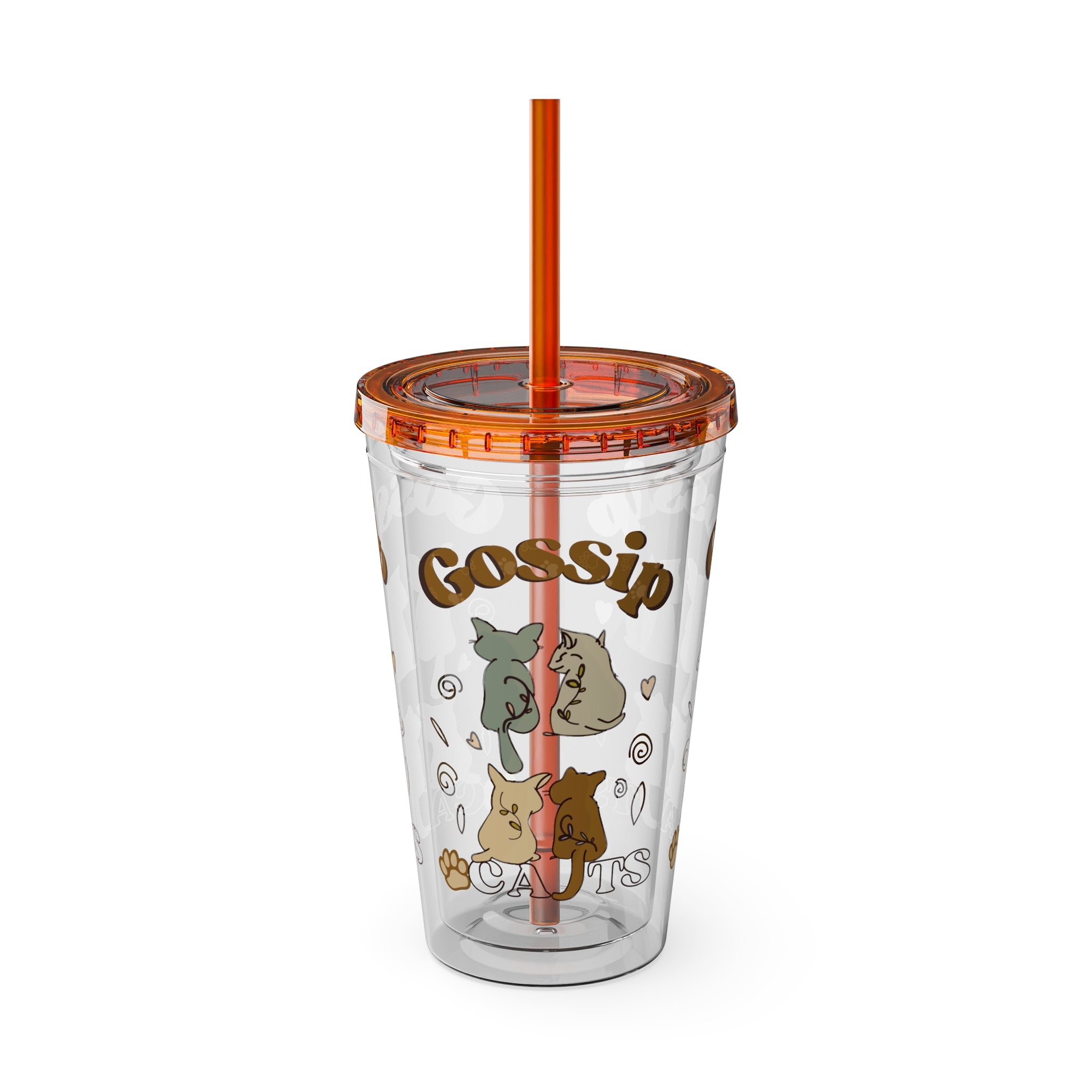 Sunsplash 16oz Tumbler with Straw - Cute Animal Gossip Design