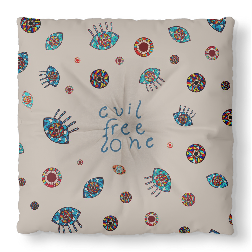 Evil Eye Tufted Floor Pillow Square