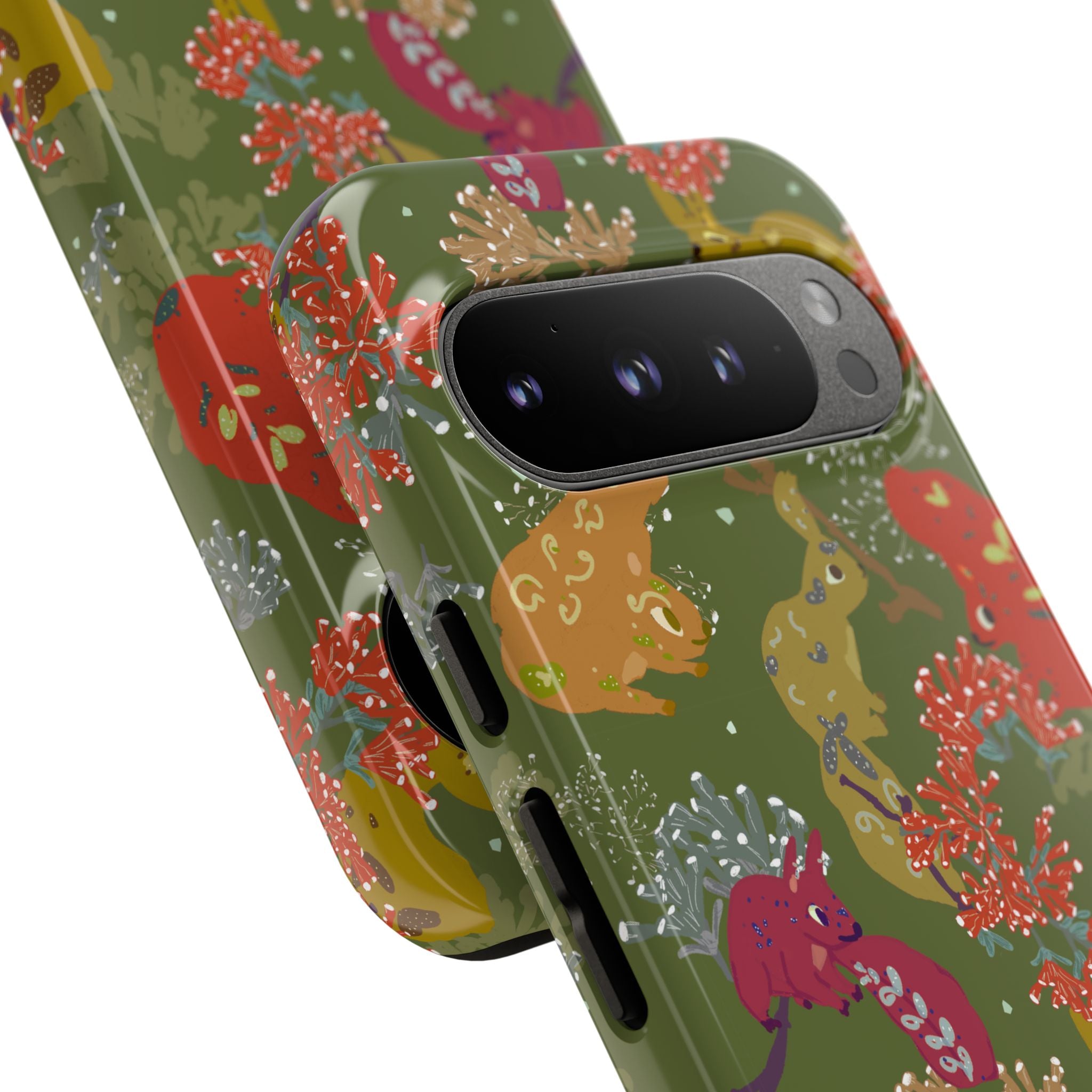 Playful Squirrels Tough Case Olive Green