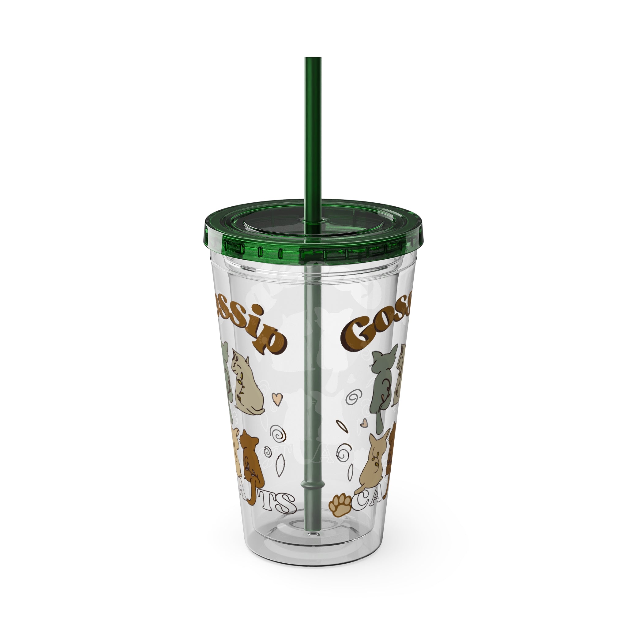 Sunsplash 16oz Tumbler with Straw - Cute Animal Gossip Design