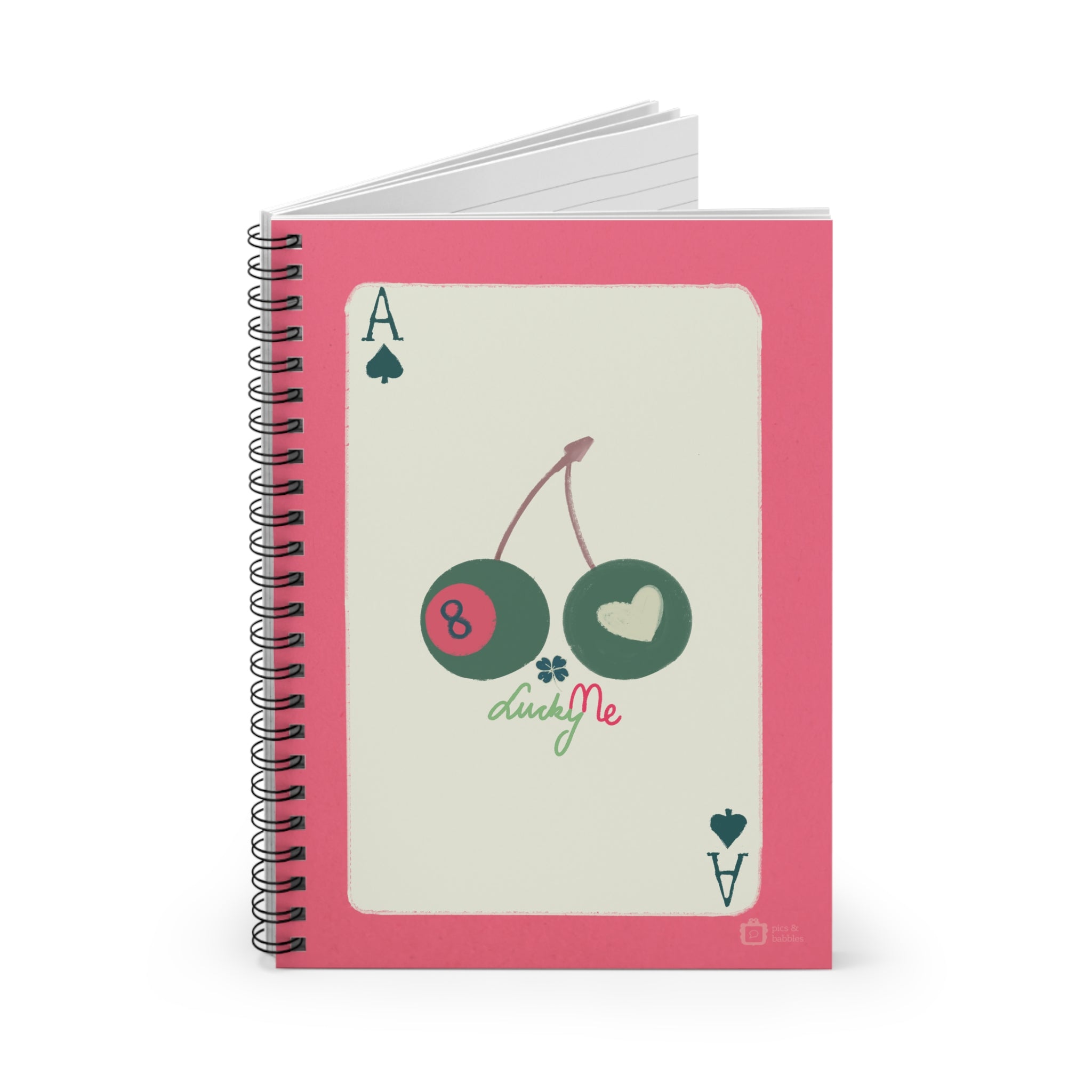 🎱 Lucky Me Spiral Notebook Pink