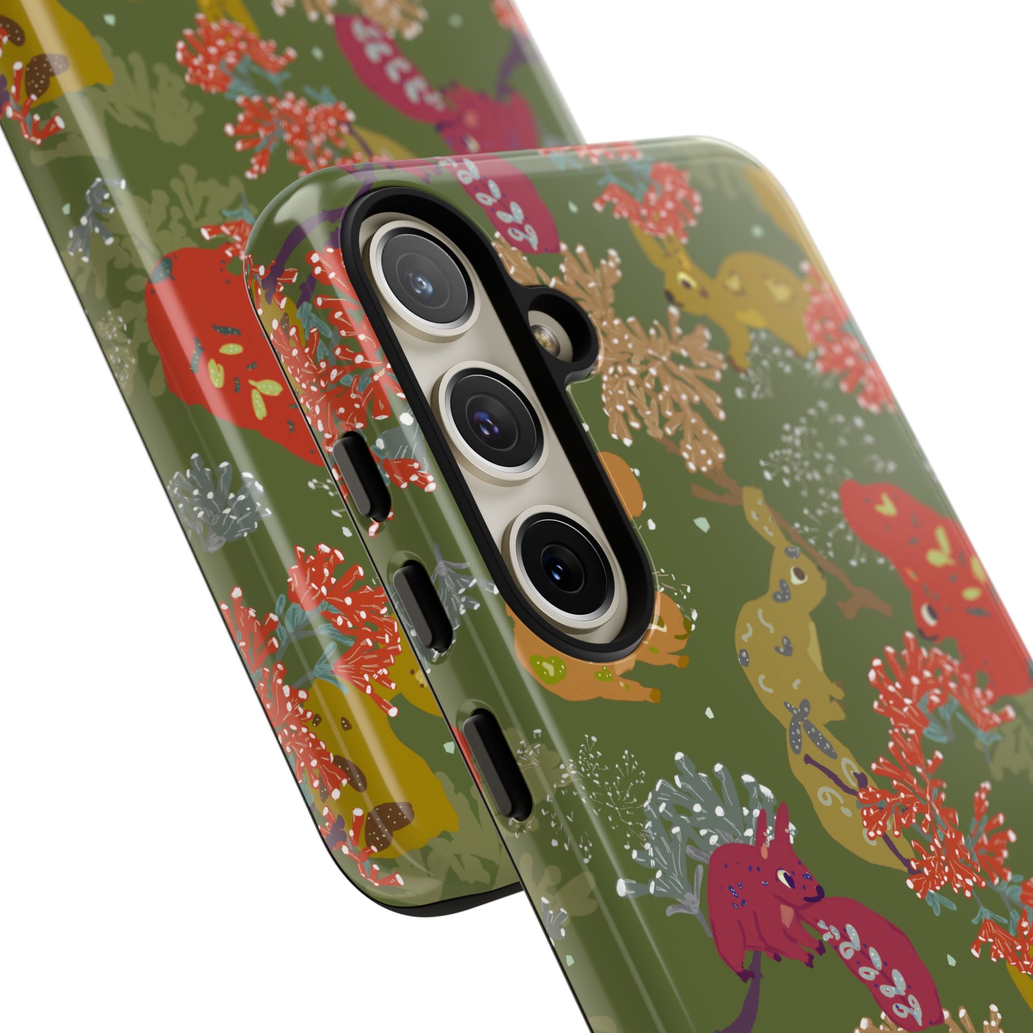 Playful Squirrels Tough Case Olive Green