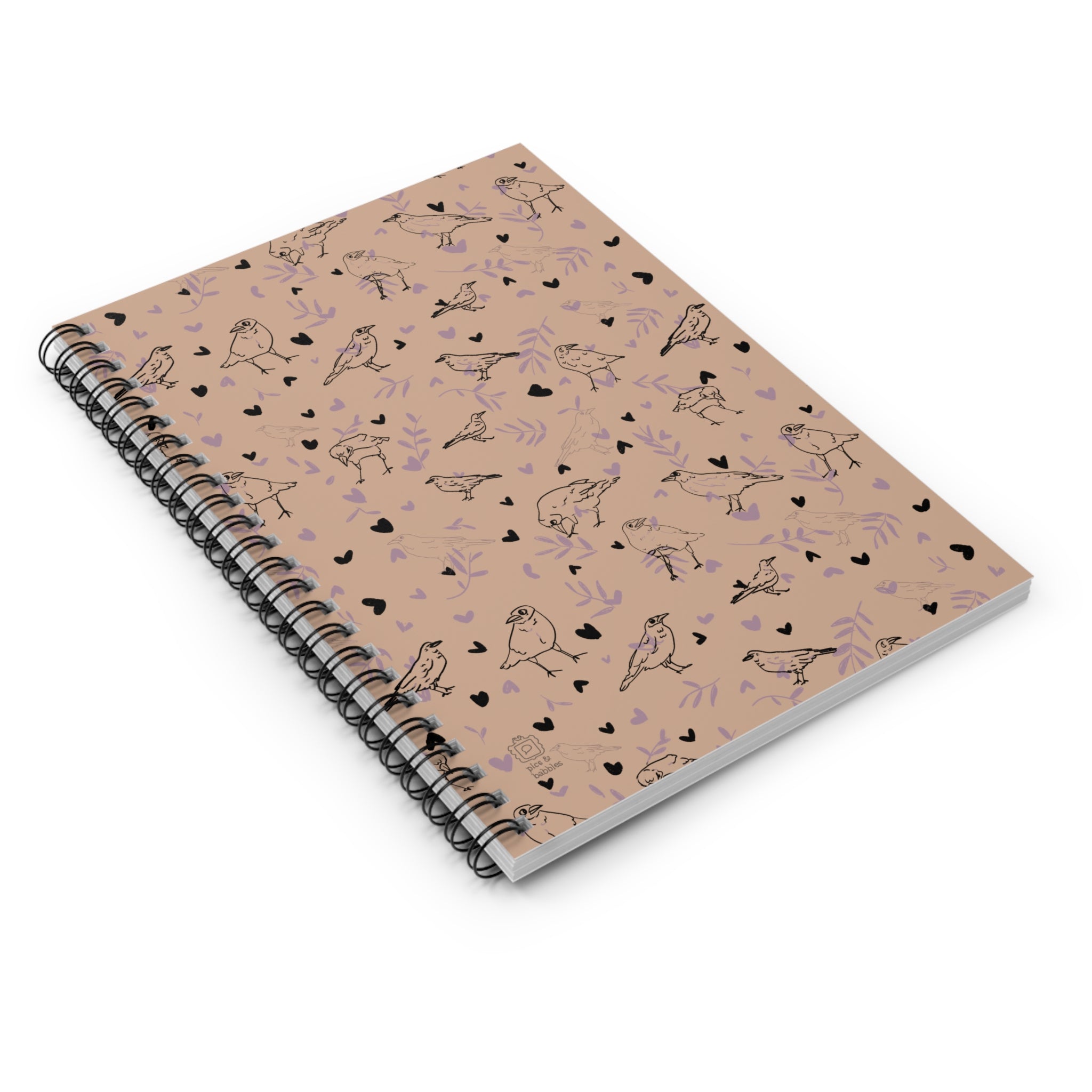 🌰 Leaves & Feathers – Spiral Notebook Soft Earth