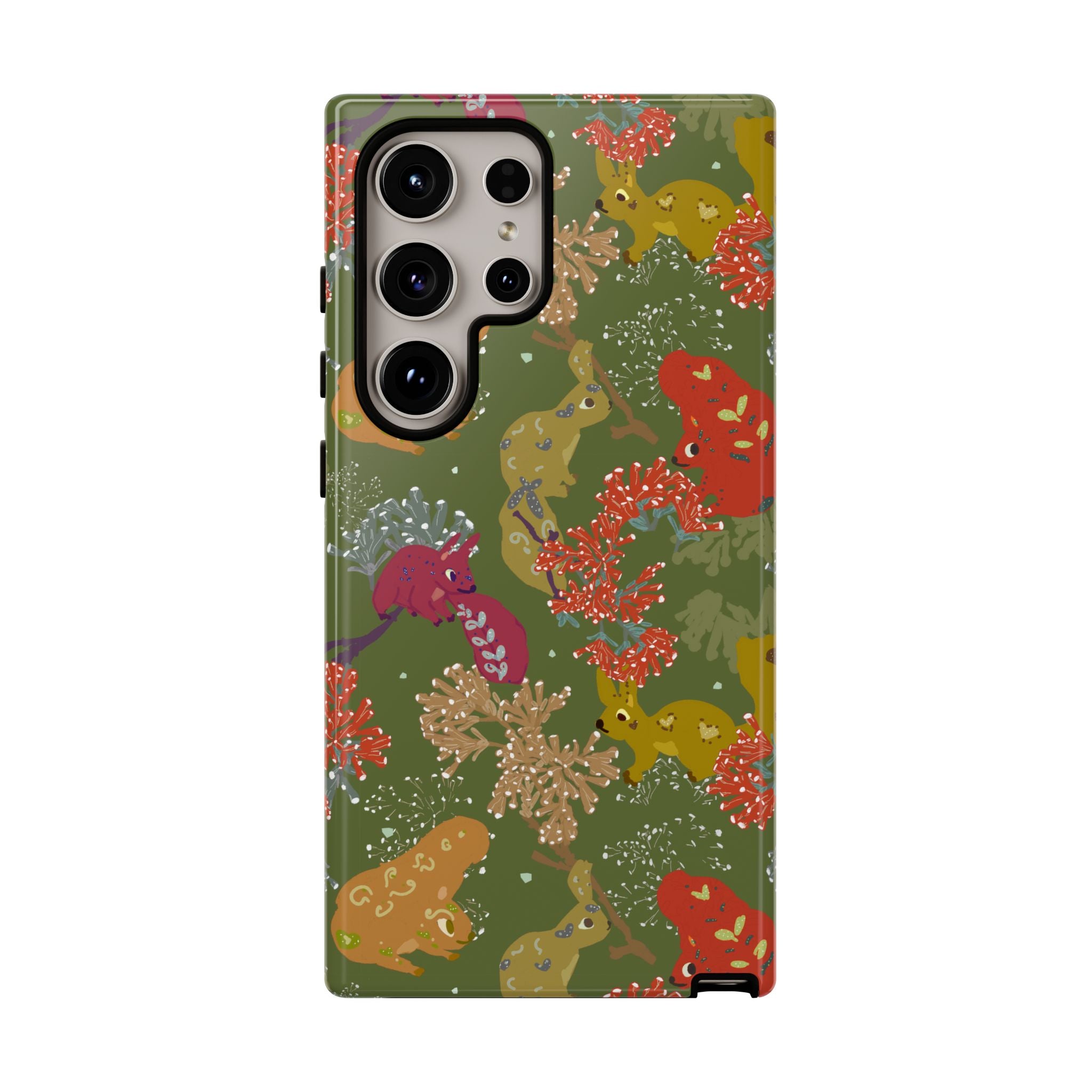 Playful Squirrels Tough Case Olive Green