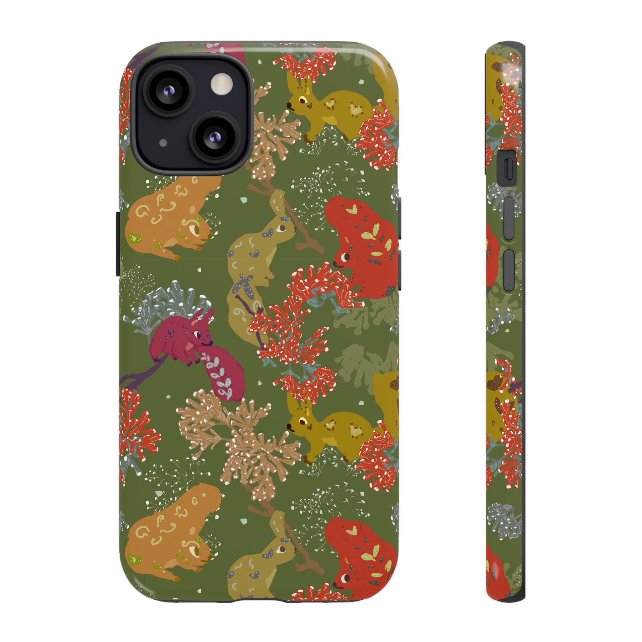 Playful Squirrels Tough Case Olive Green