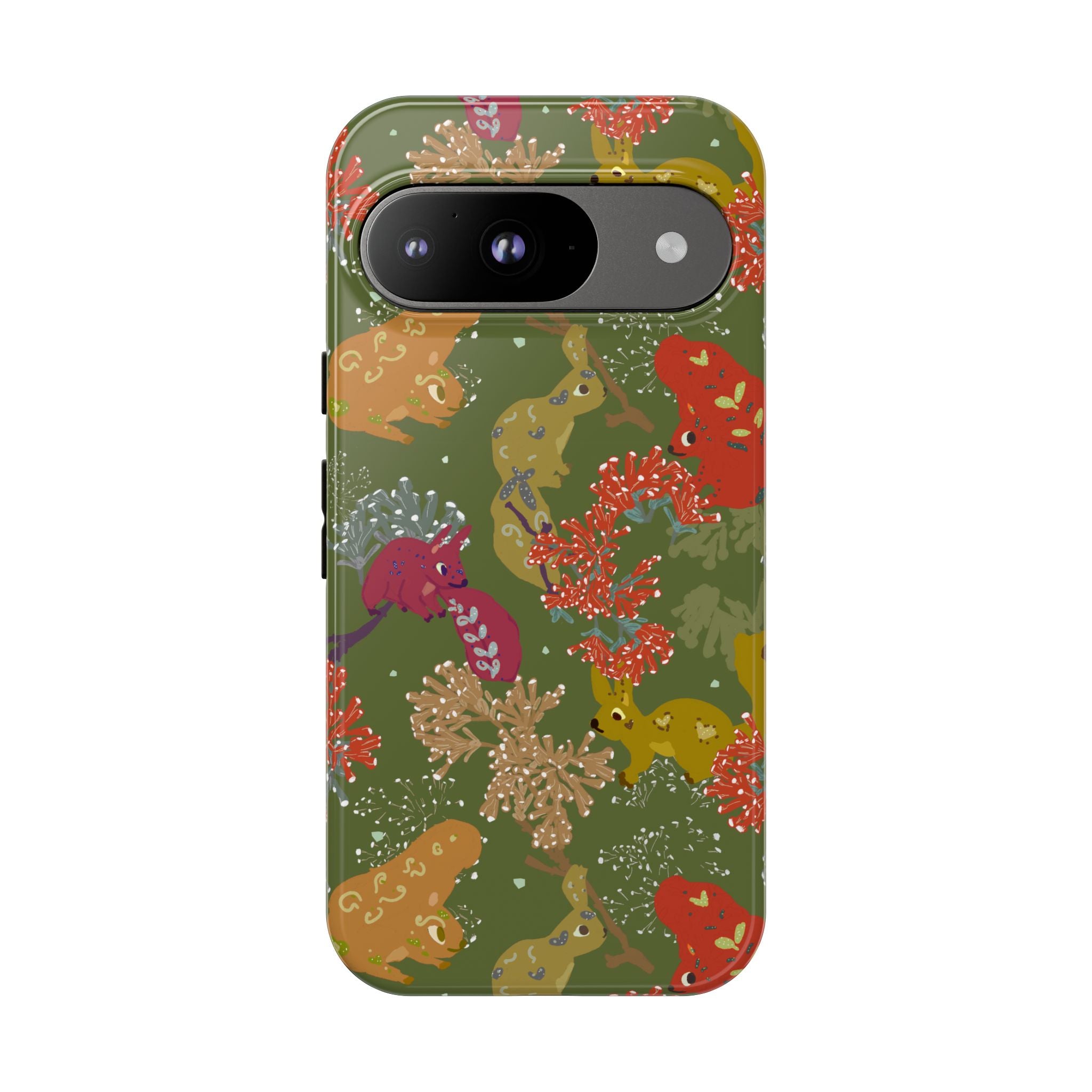 Playful Squirrels Tough Case Olive Green