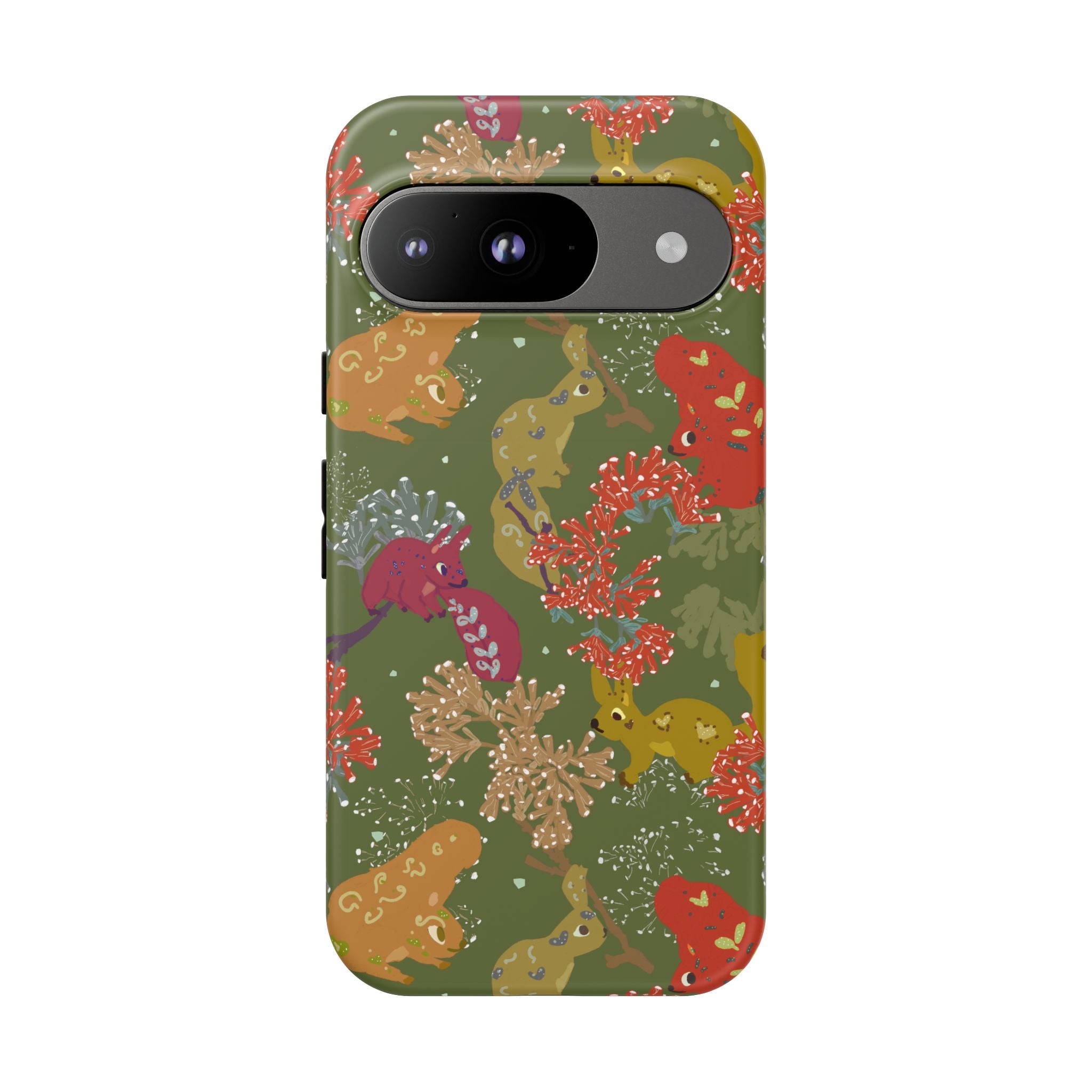 Playful Squirrels Tough Case Olive Green