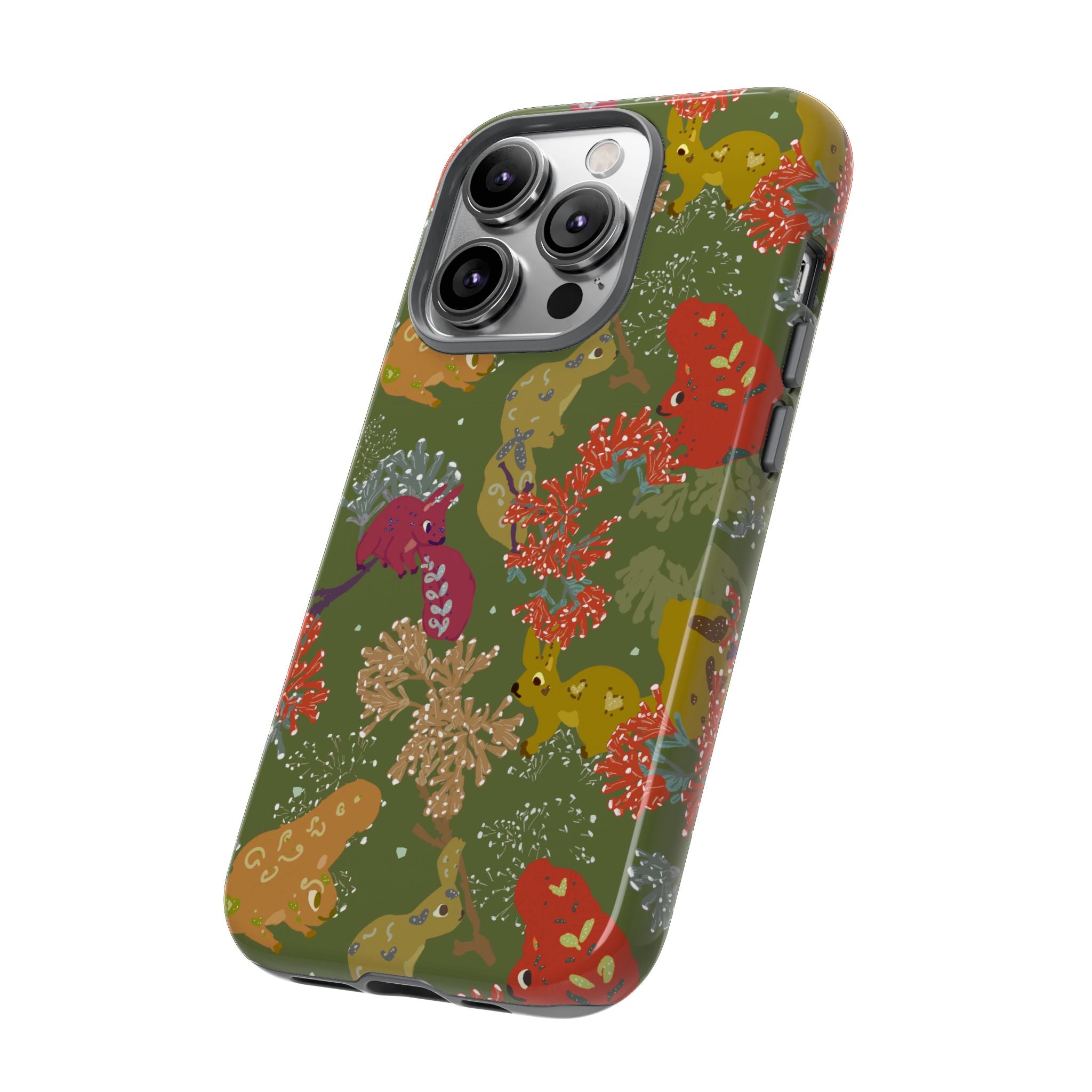 Playful Squirrels Tough Case Olive Green