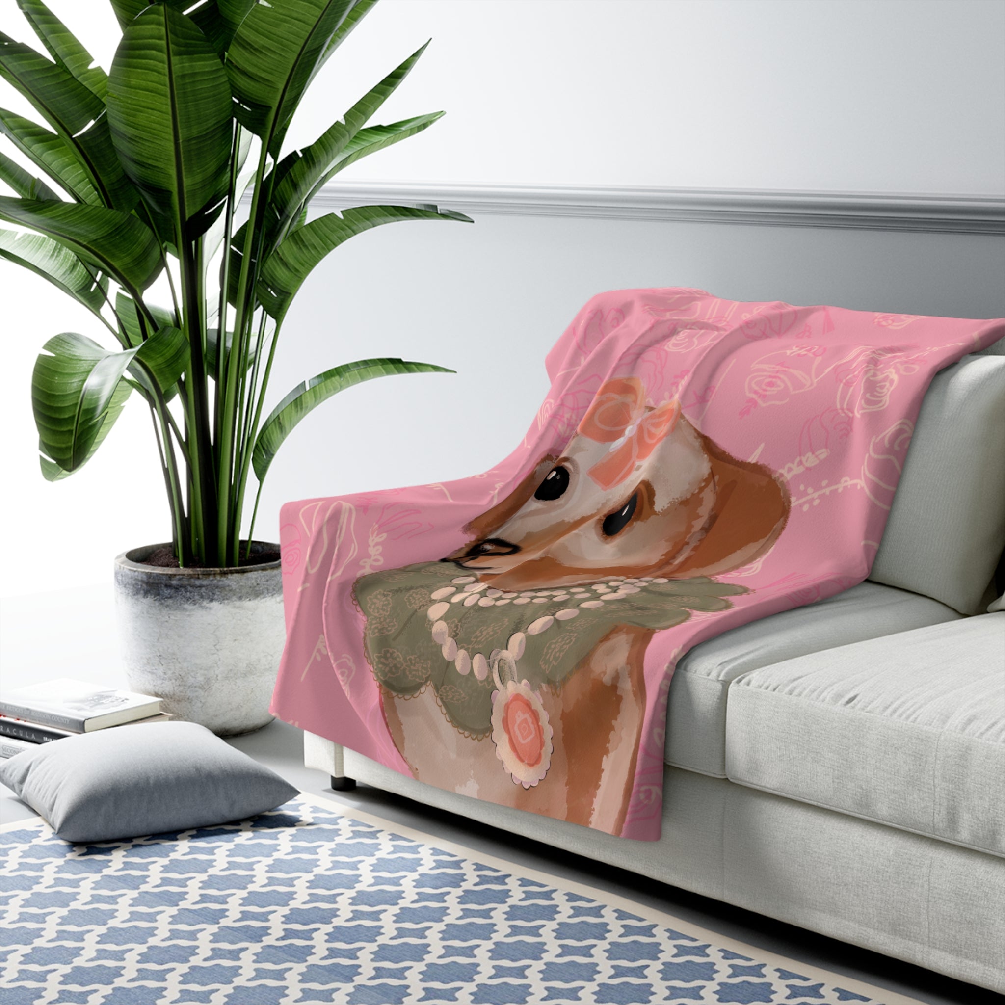 Grande Dame Dog Sherpa Fleece Blanket