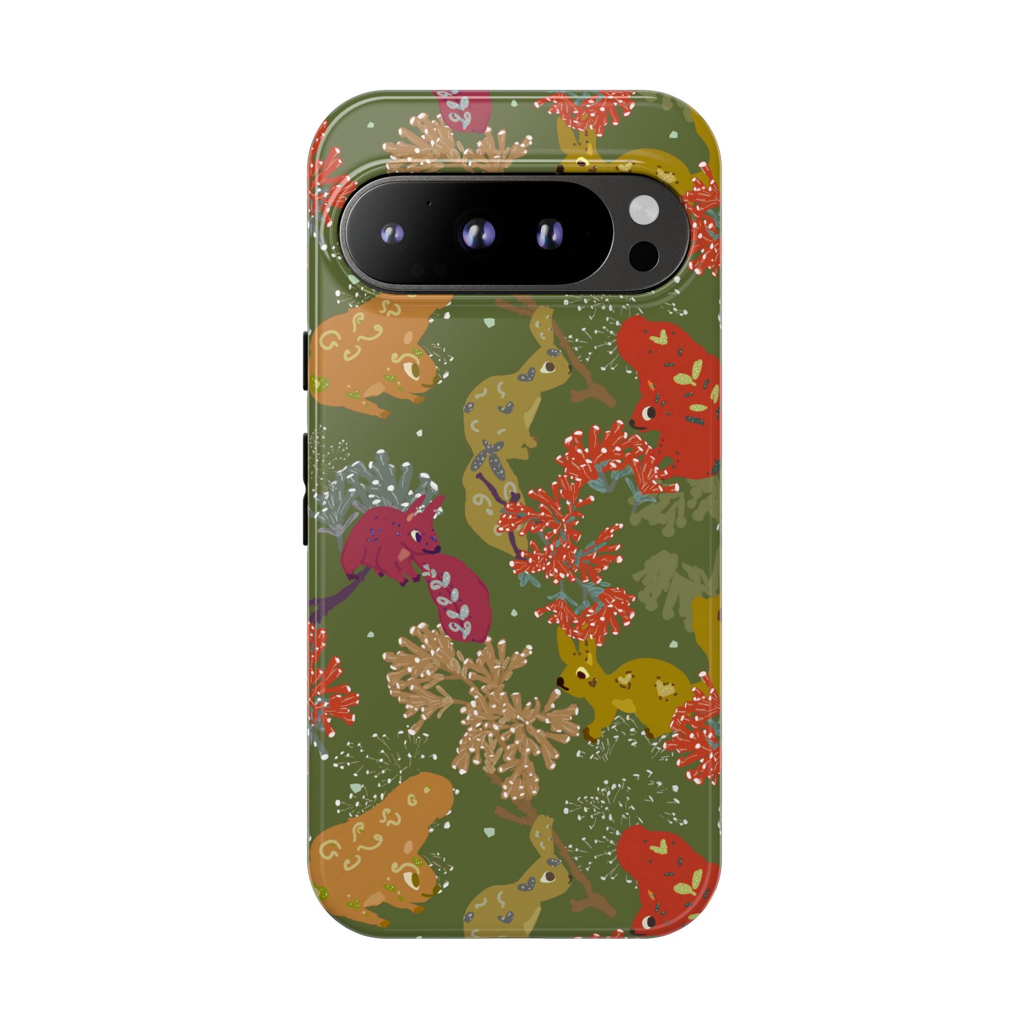 Playful Squirrels Tough Case Olive Green