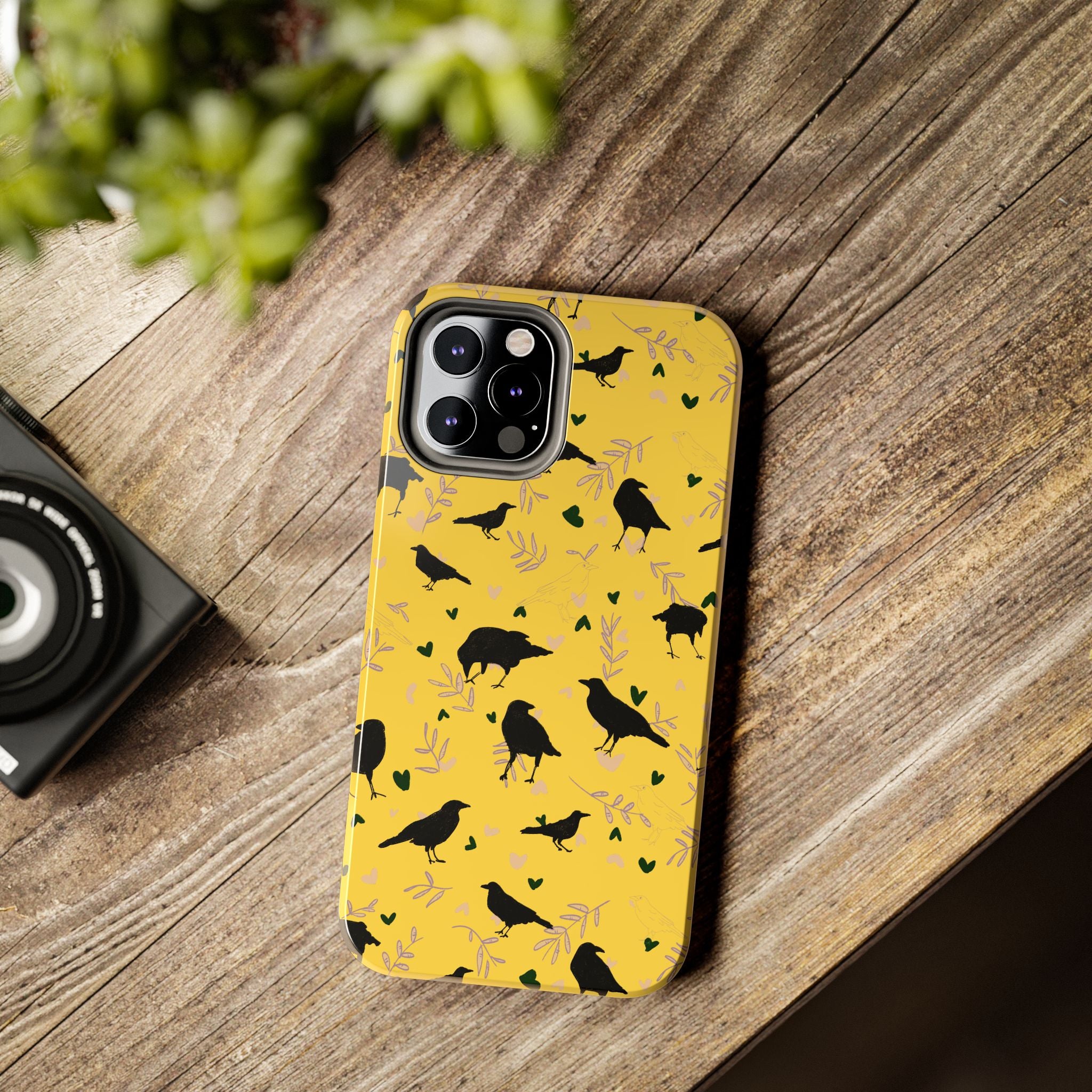 π€ Raven Rapture β Black Bird Botanical iPhone Case