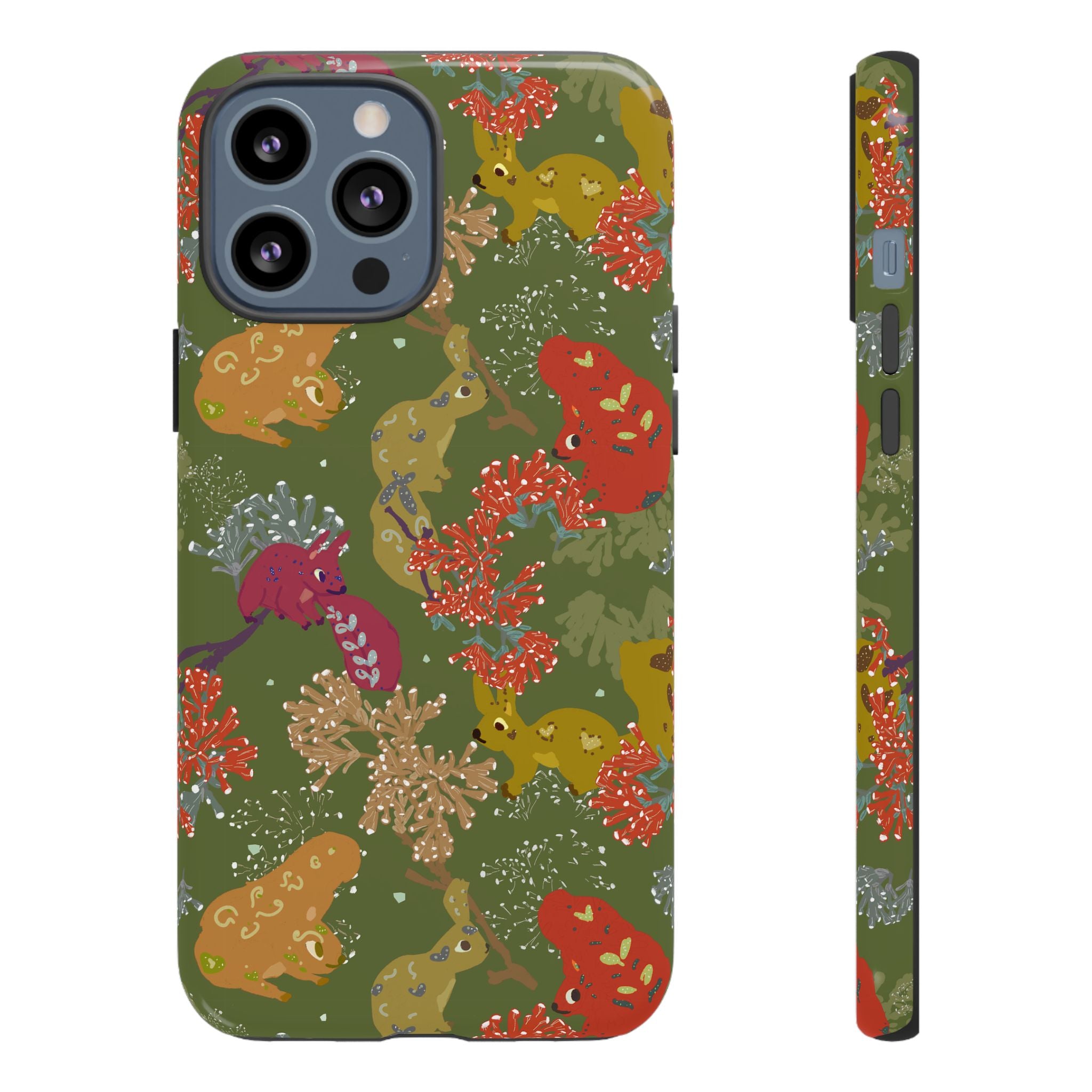 Playful Squirrels Tough Case Olive Green