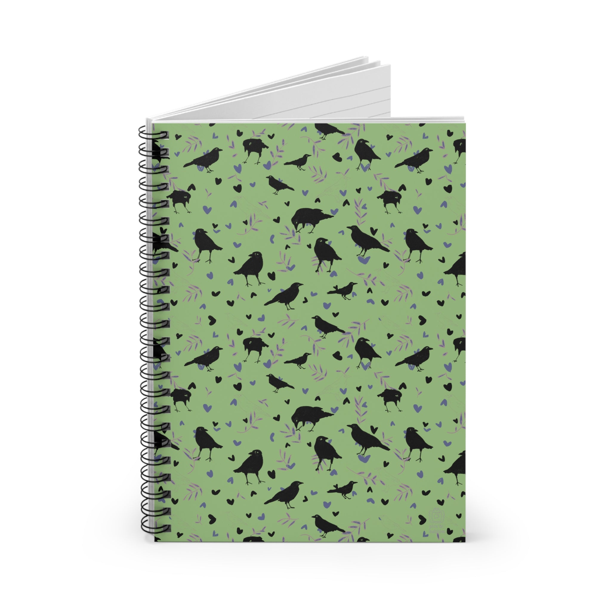 🌿 Leaves & Feathers – Spiral Notebook Wild Sage