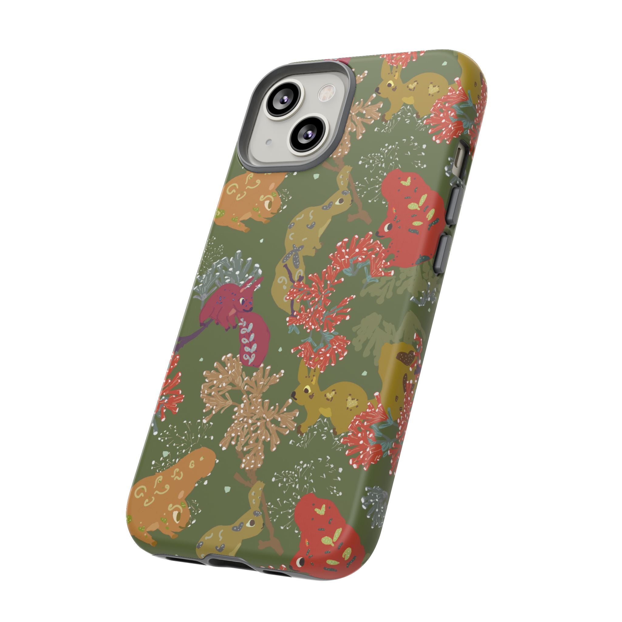 Playful Squirrels Tough Case Olive Green