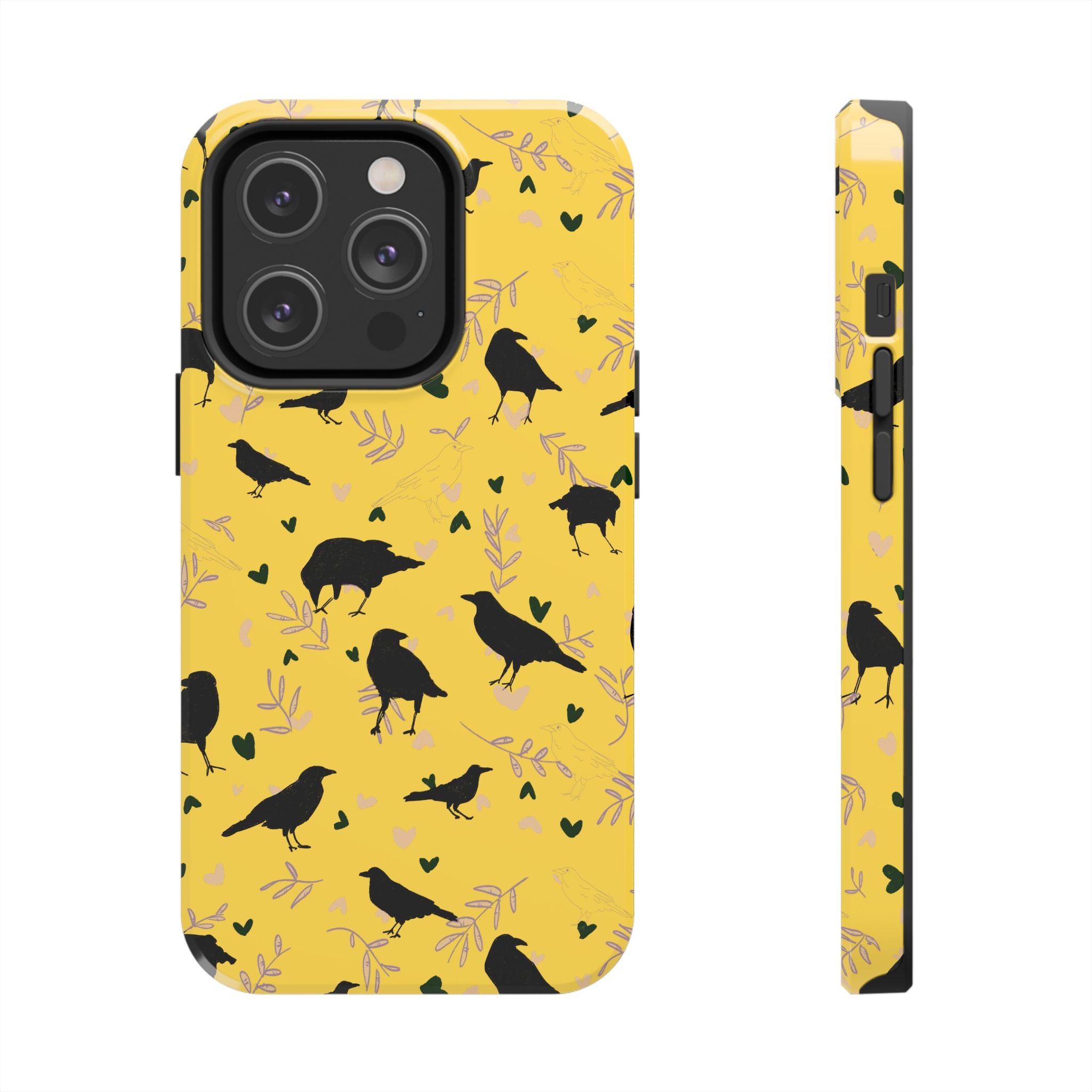 π€ Raven Rapture β Black Bird Botanical iPhone Case