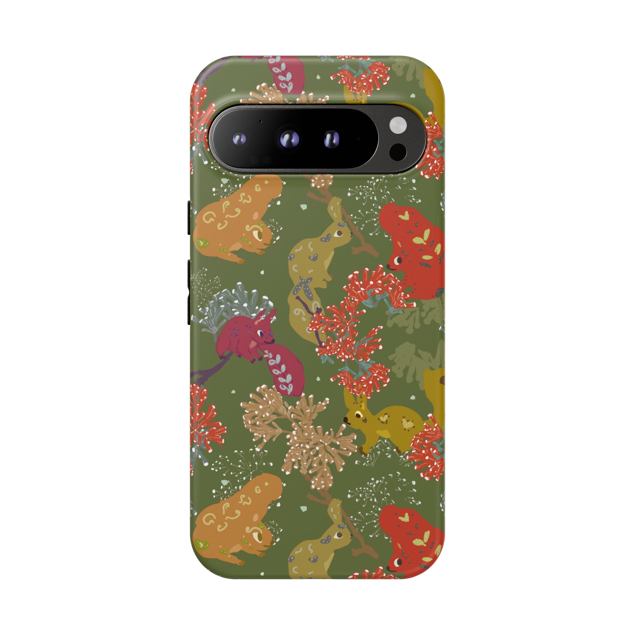 Playful Squirrels Tough Case Olive Green