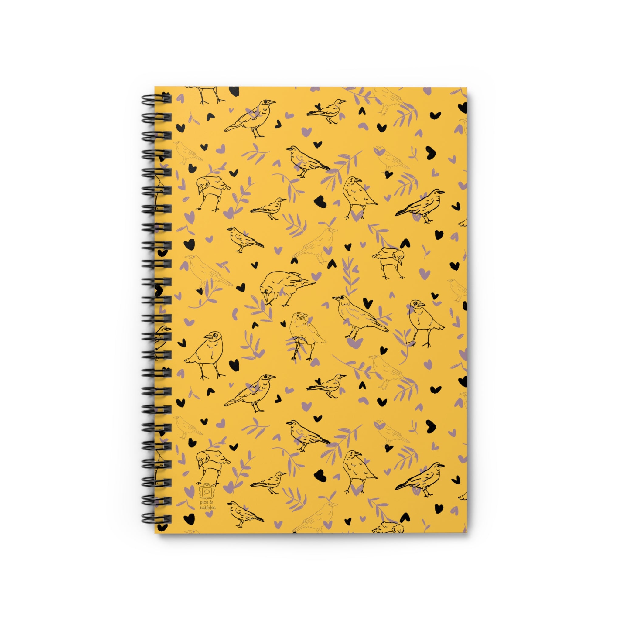 ☀️ Leaves & Feathers – Spiral Notebook Sunspell Yellow
