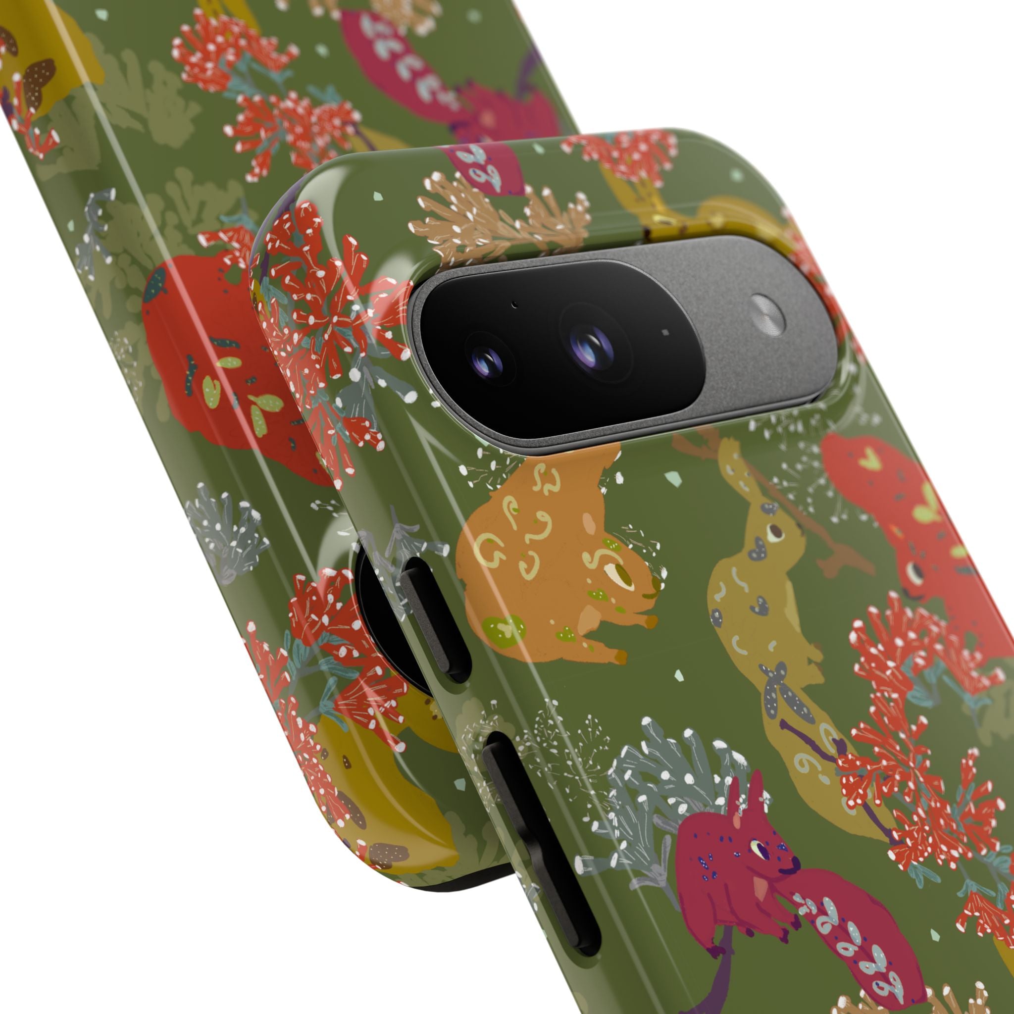 Playful Squirrels Tough Case Olive Green