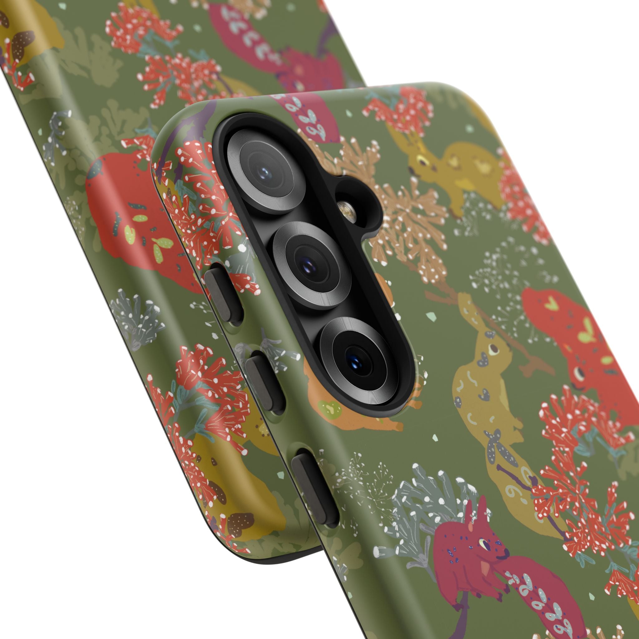 Playful Squirrels Tough Case Olive Green