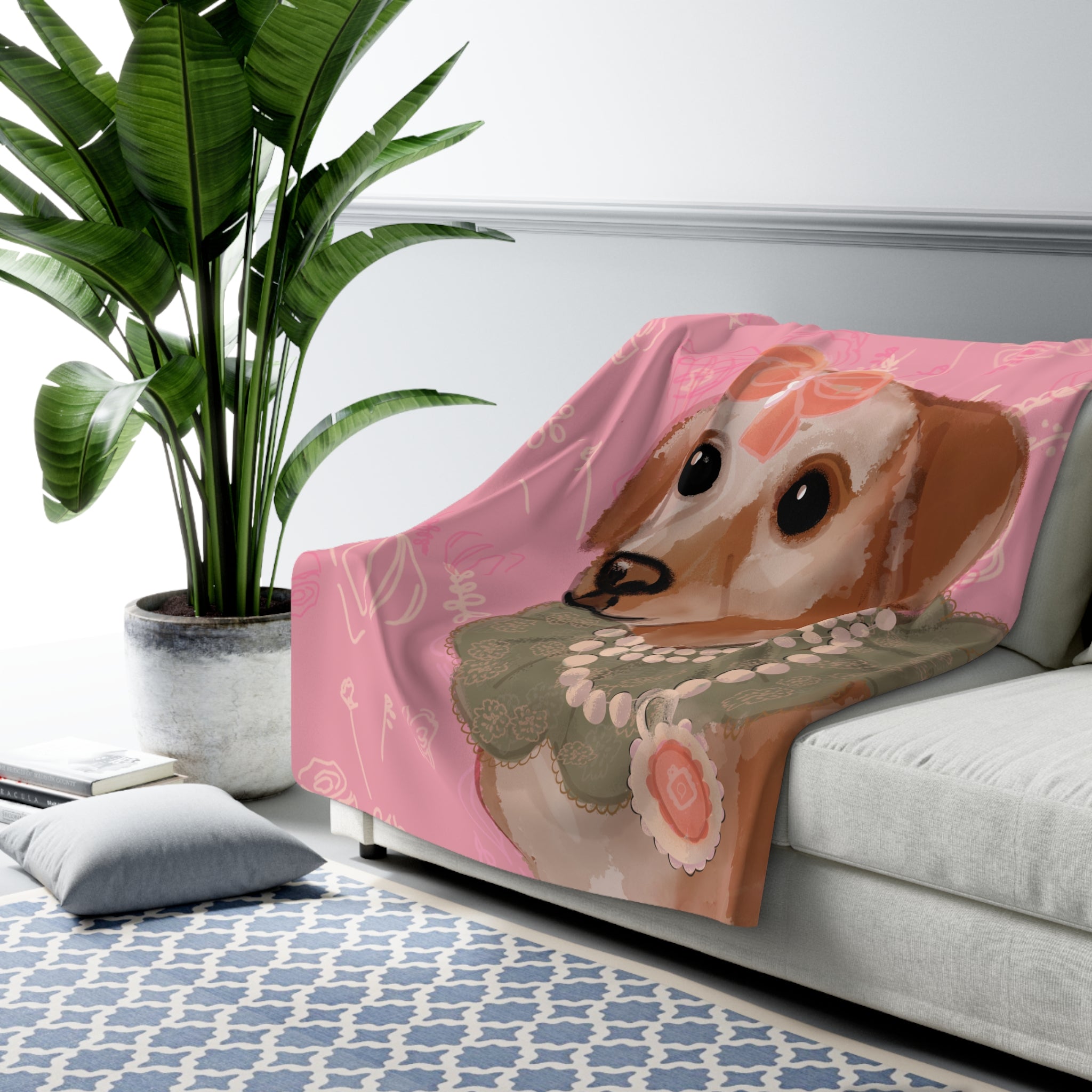 Grande Dame Dog Sherpa Fleece Blanket