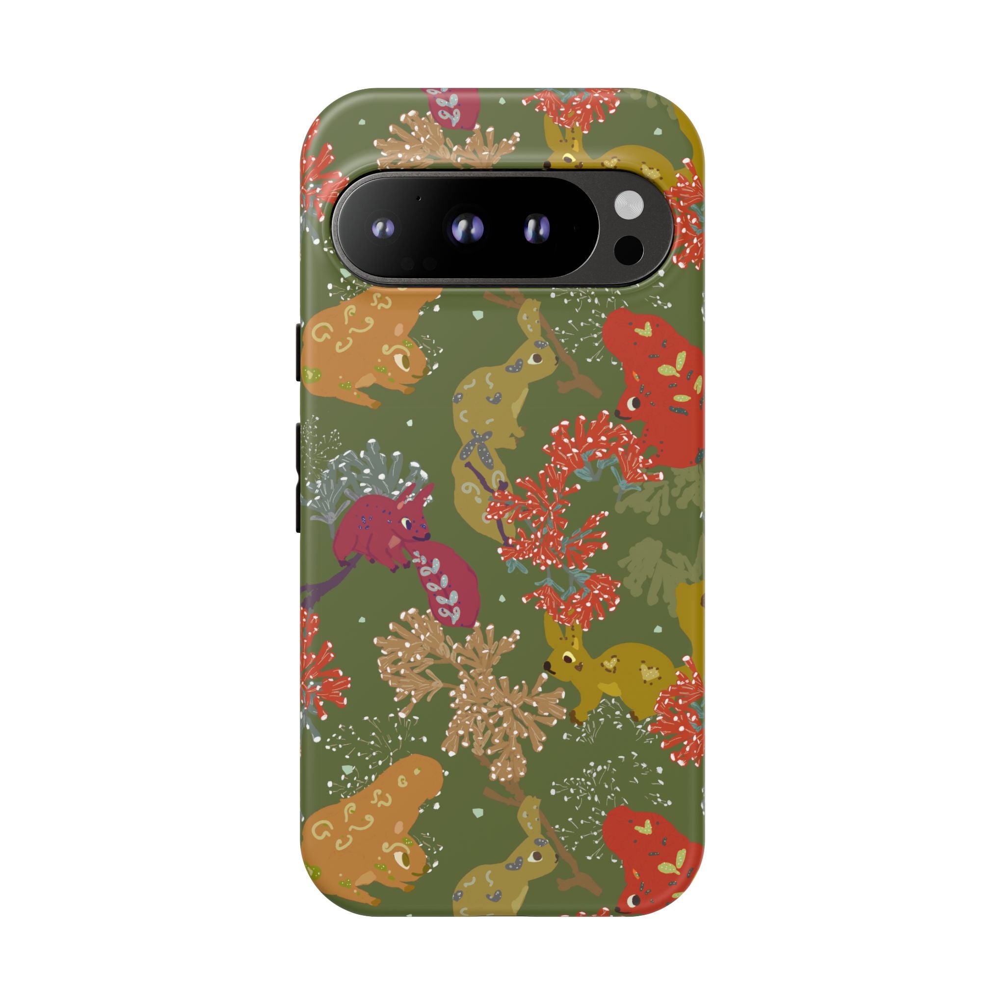 Playful Squirrels Tough Case Olive Green