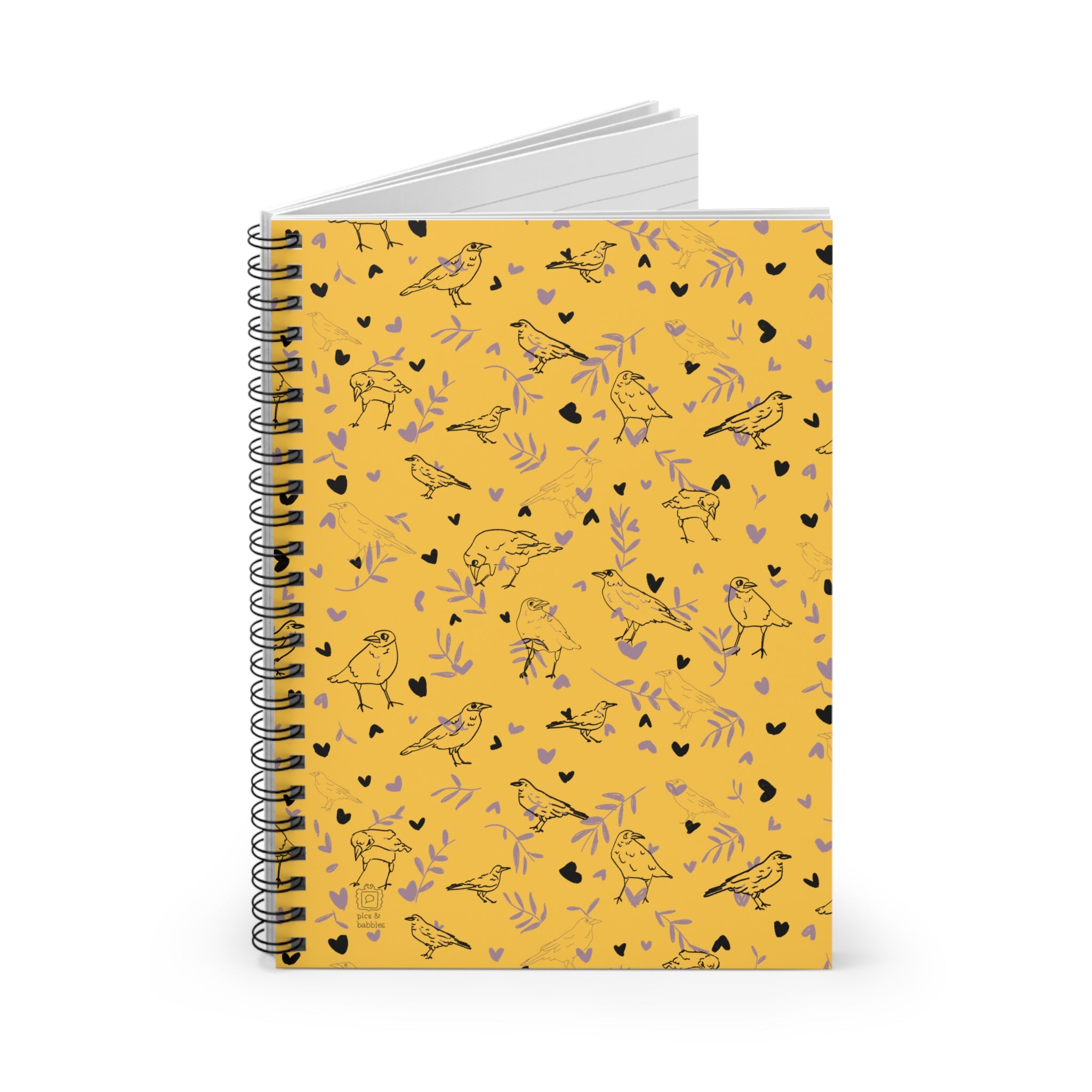 ☀️ Leaves & Feathers – Spiral Notebook Sunspell Yellow