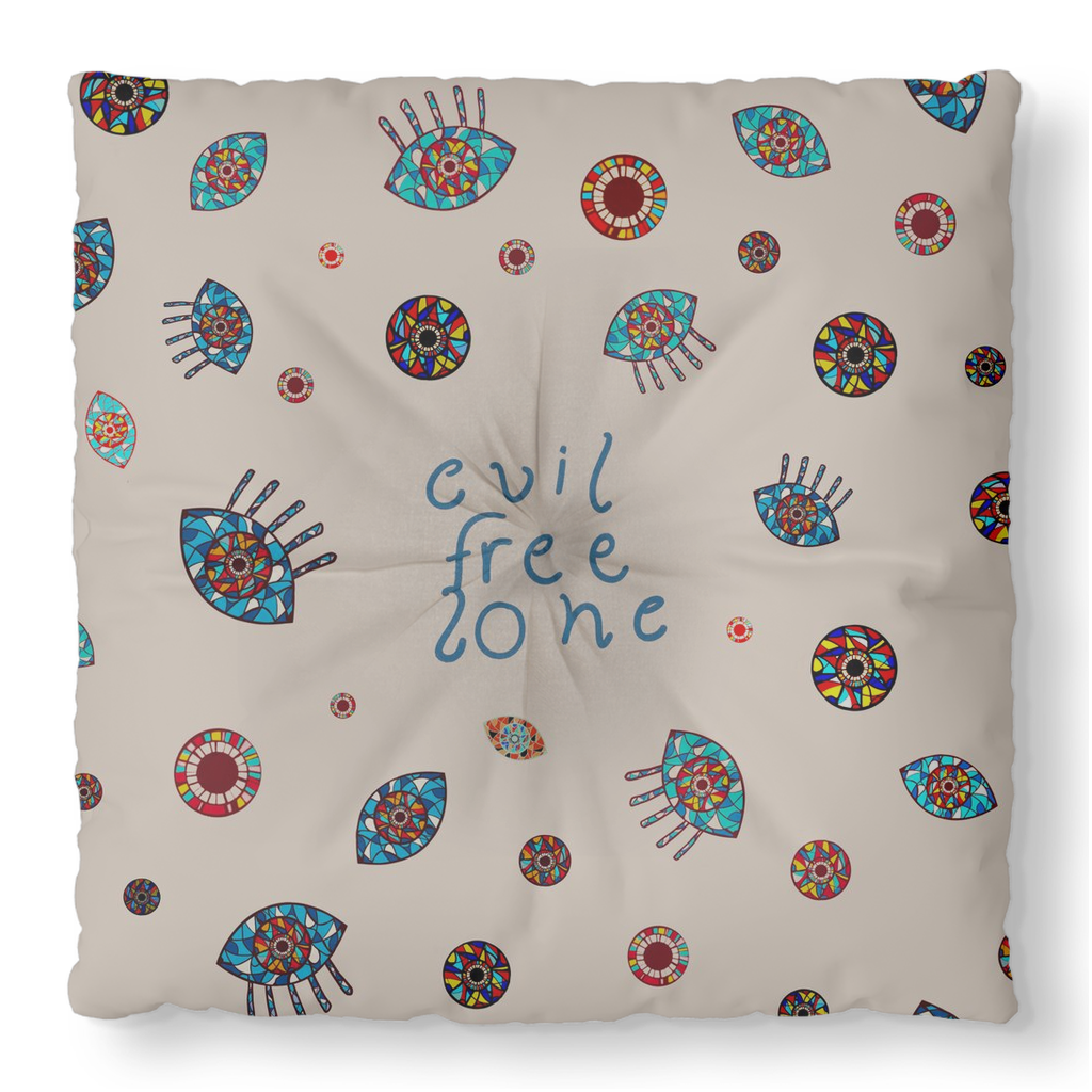 Evil Eye Tufted Floor Pillow Square