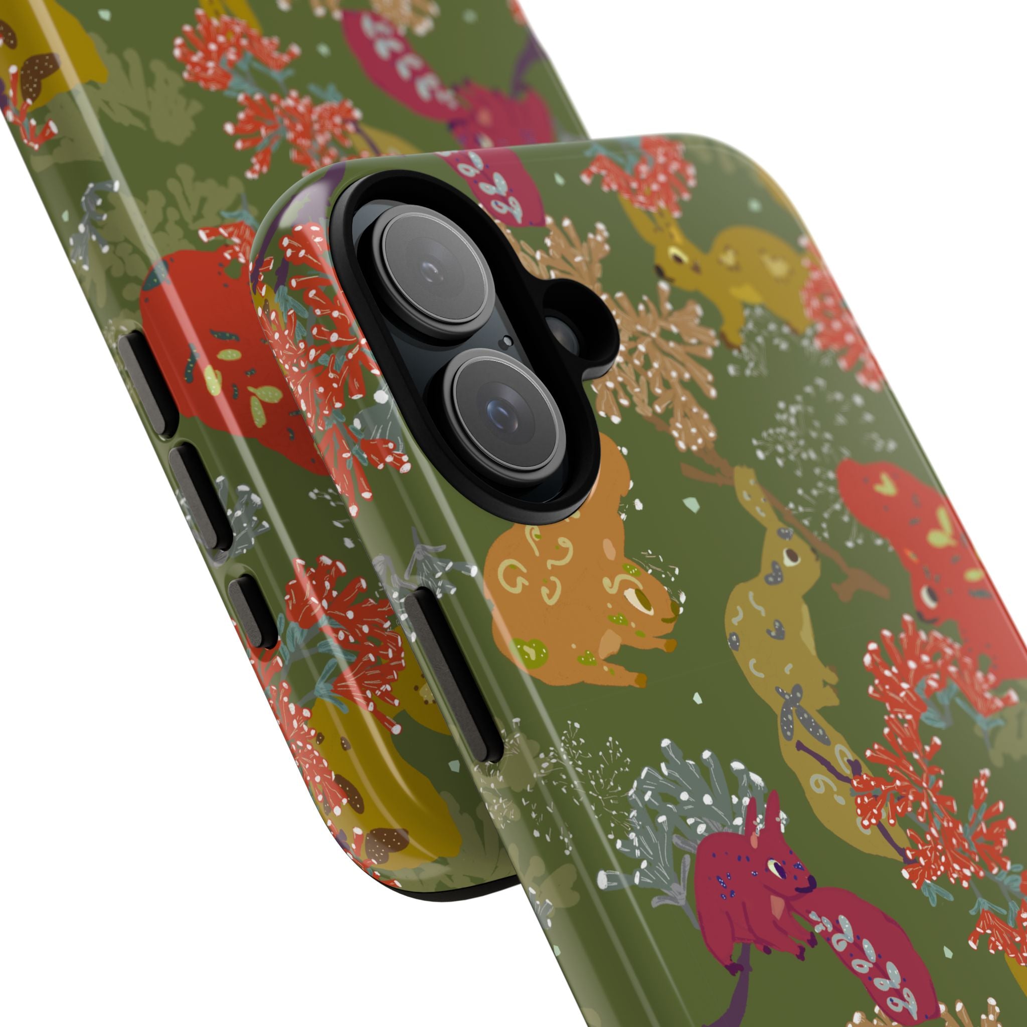 Playful Squirrels Tough Case Olive Green