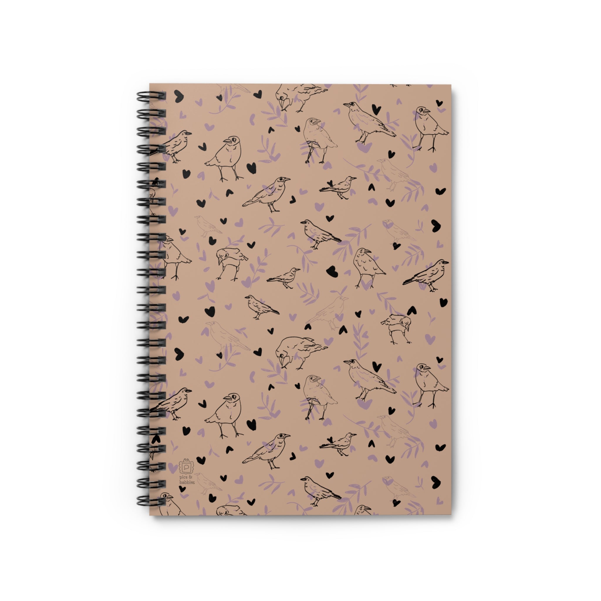 🌰 Leaves & Feathers – Spiral Notebook Soft Earth