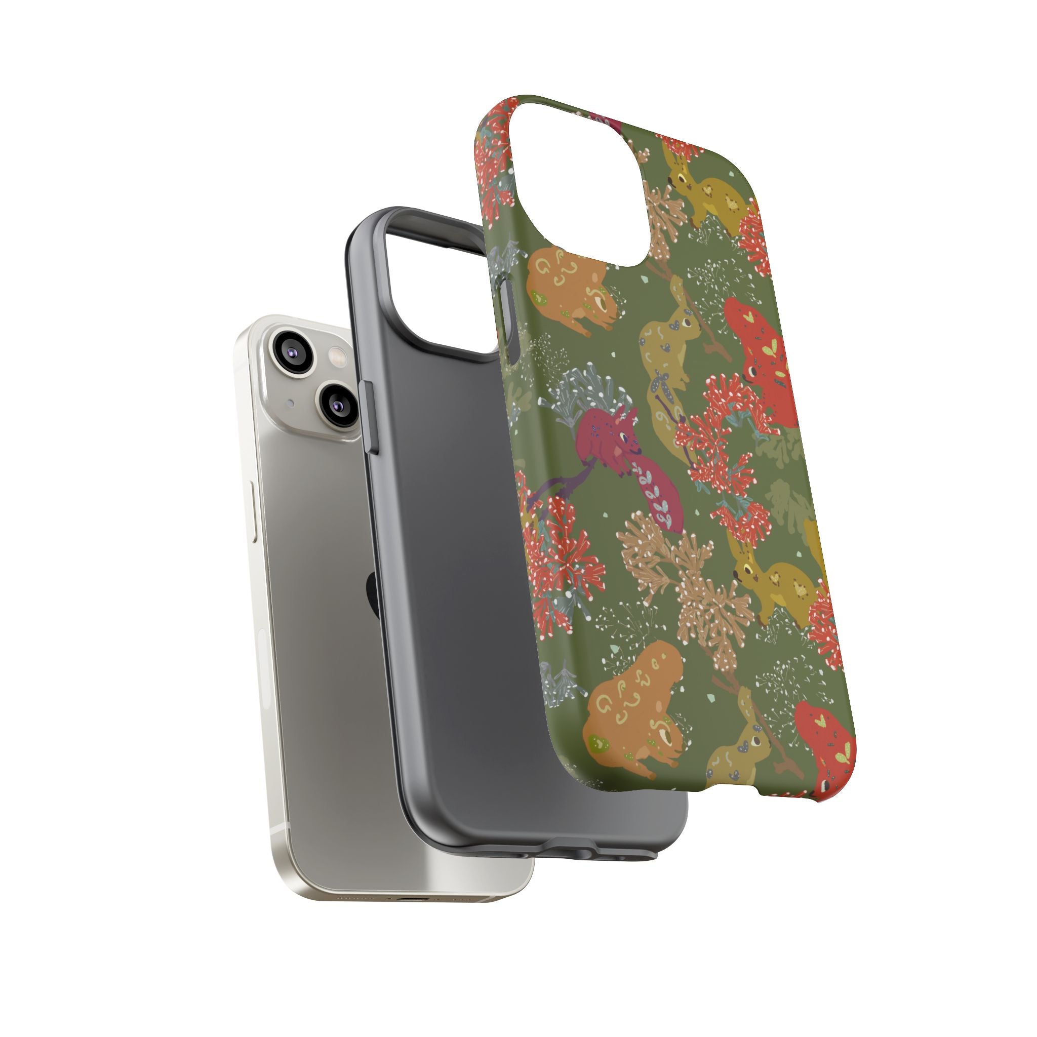 Playful Squirrels Tough Case Olive Green