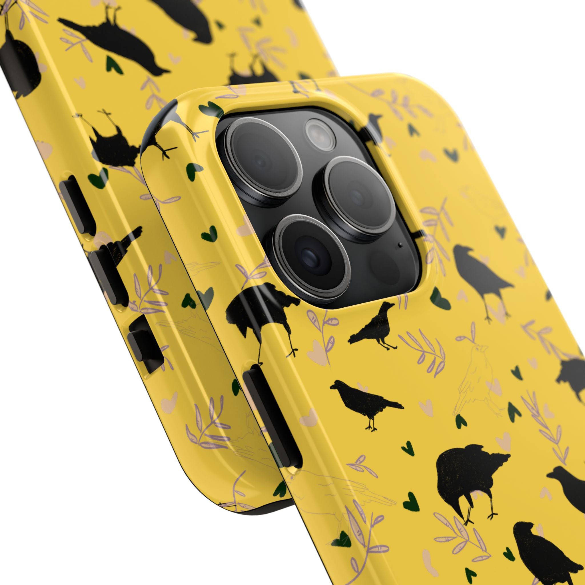 π€ Raven Rapture β Black Bird Botanical iPhone Case