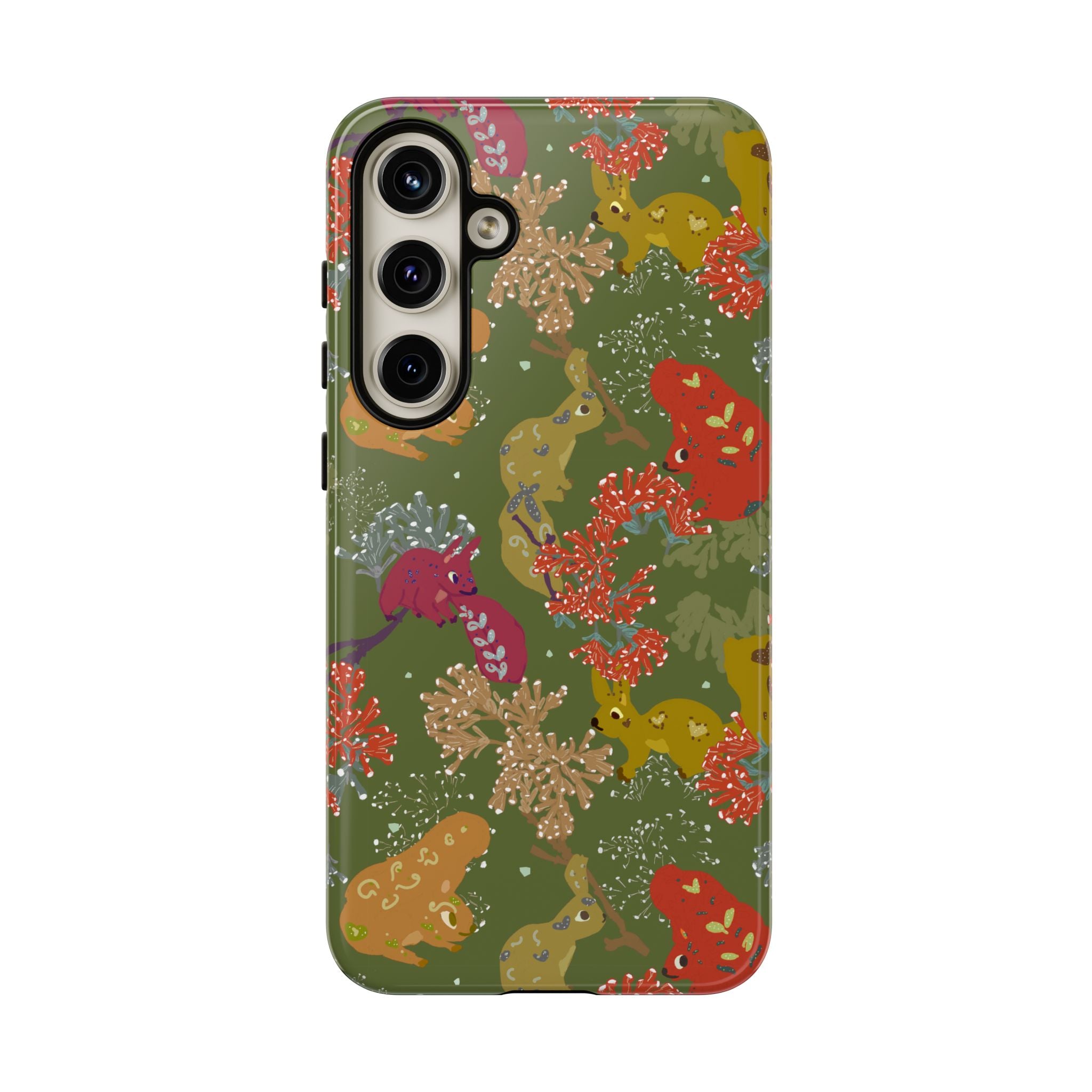 Playful Squirrels Tough Case Olive Green