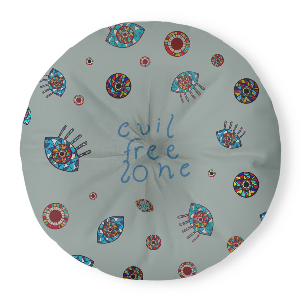 Evil Eye Tufted Floor Pillow Round
