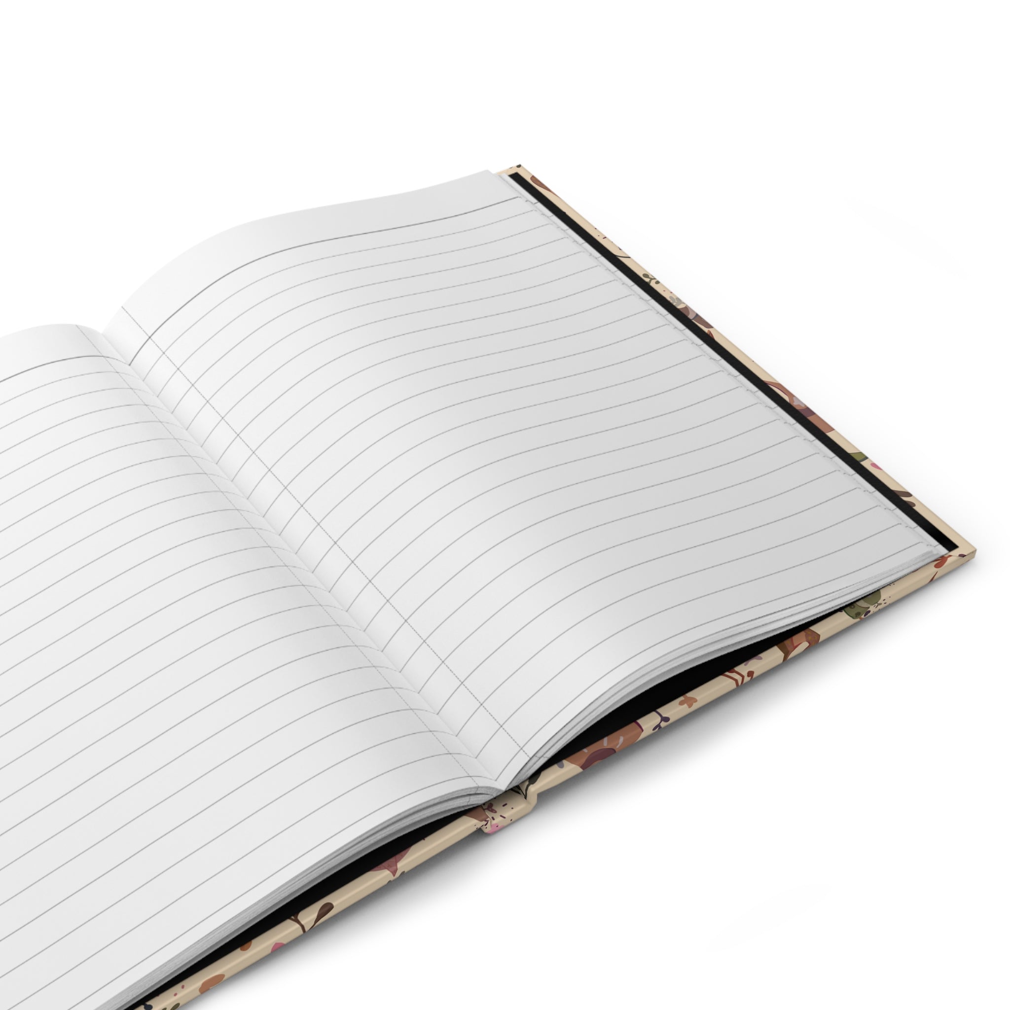 Inside view of lined pages in hardcover journal – cream paper for writing spells or plans