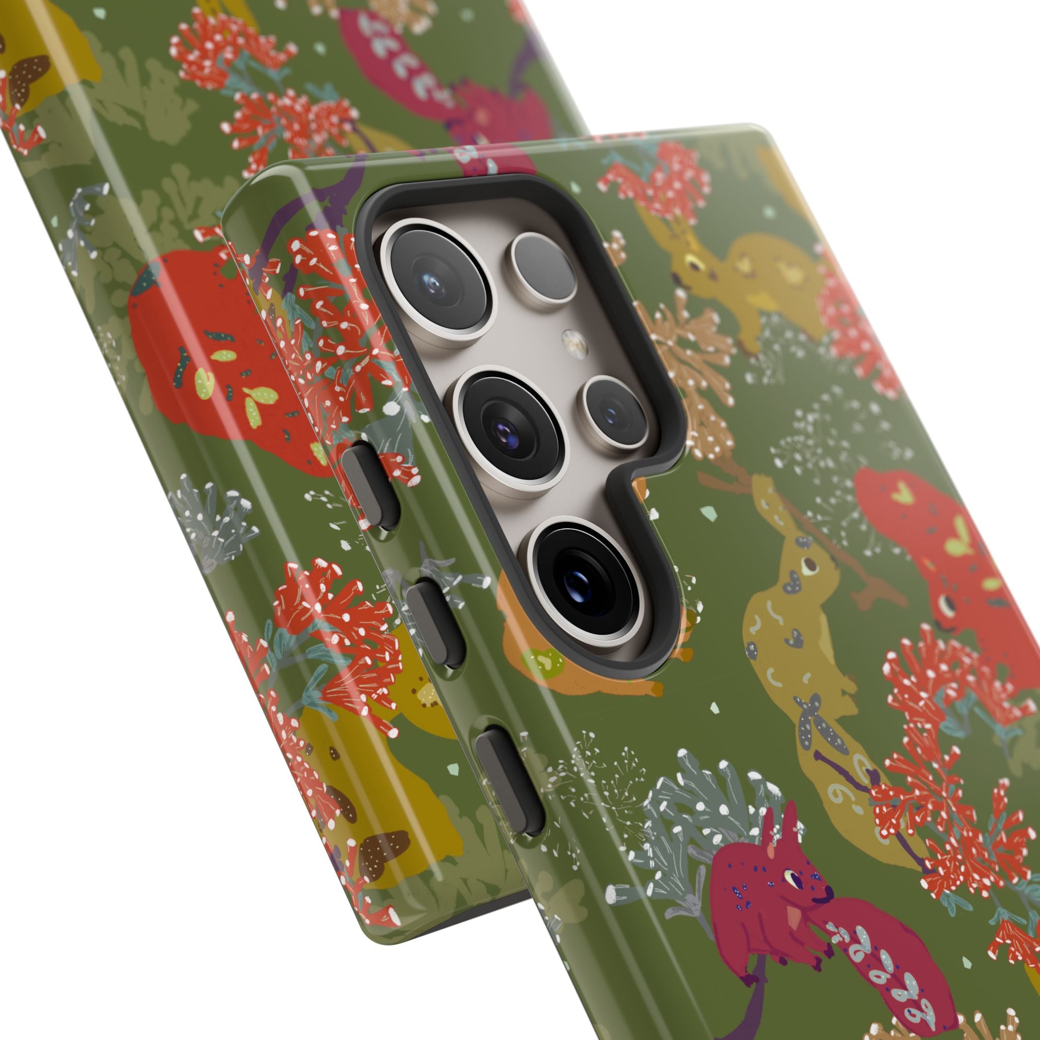 Playful Squirrels Tough Case Olive Green