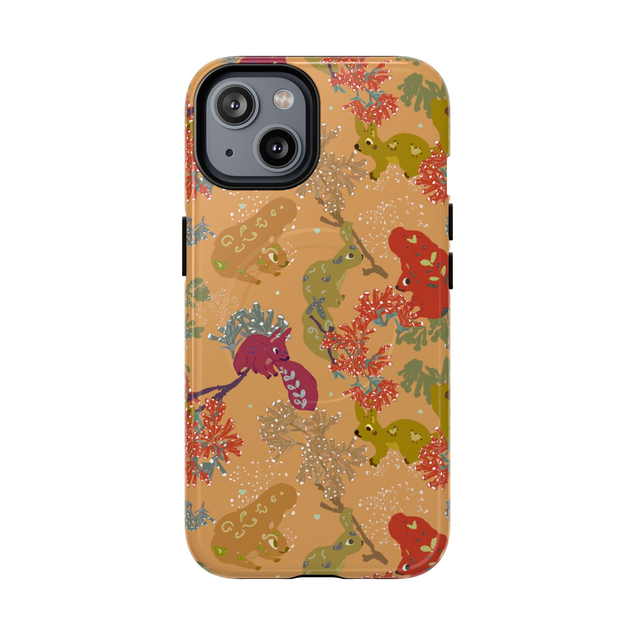 Playful Squirrels Tough Magnetic iPhone Case Apricot