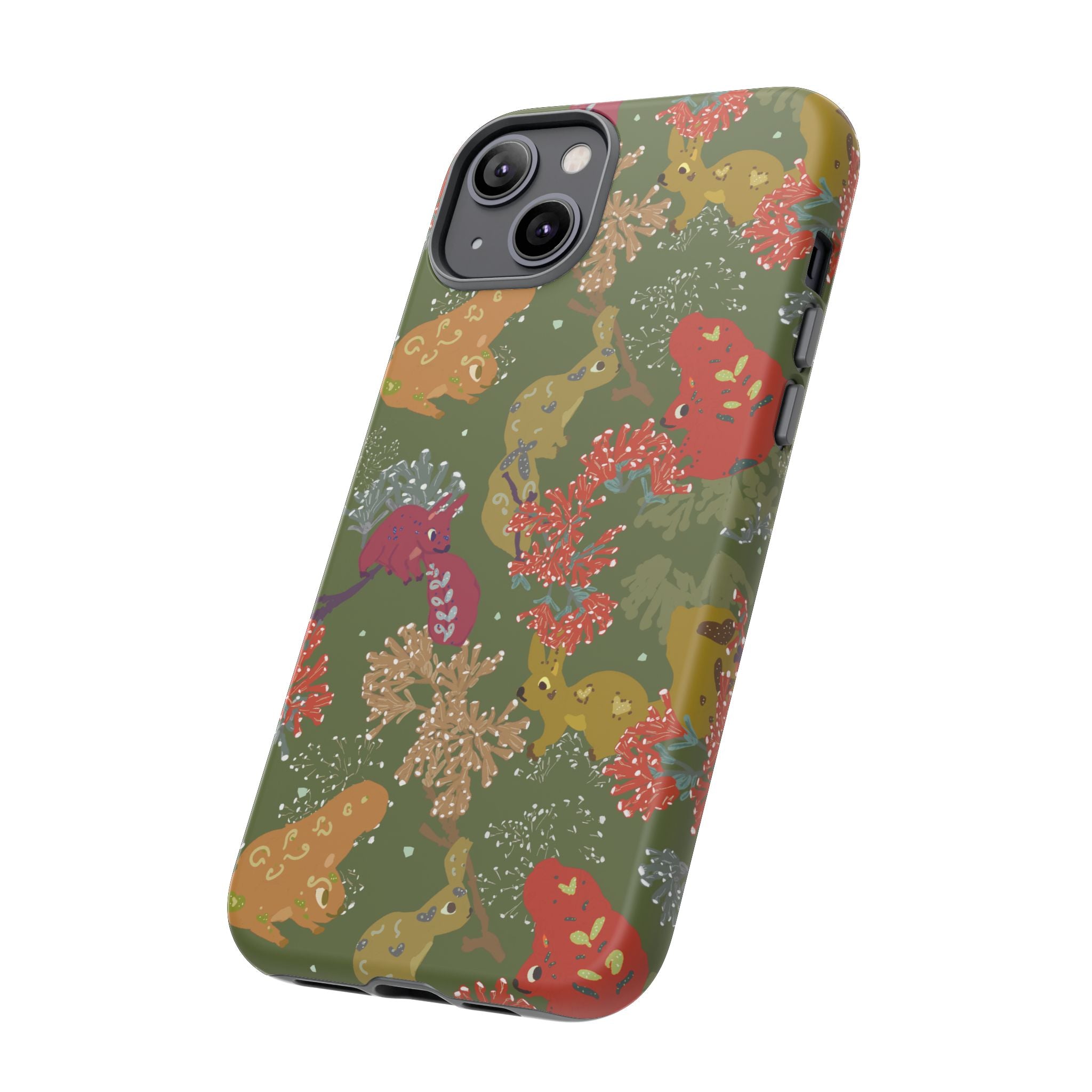 Playful Squirrels Tough Case Olive Green