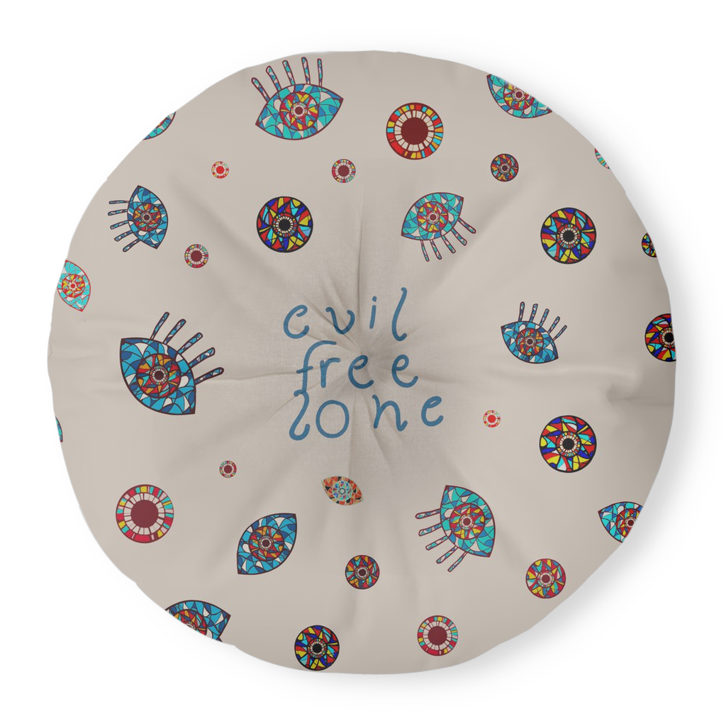Evil Eye Tufted Floor Pillow Round