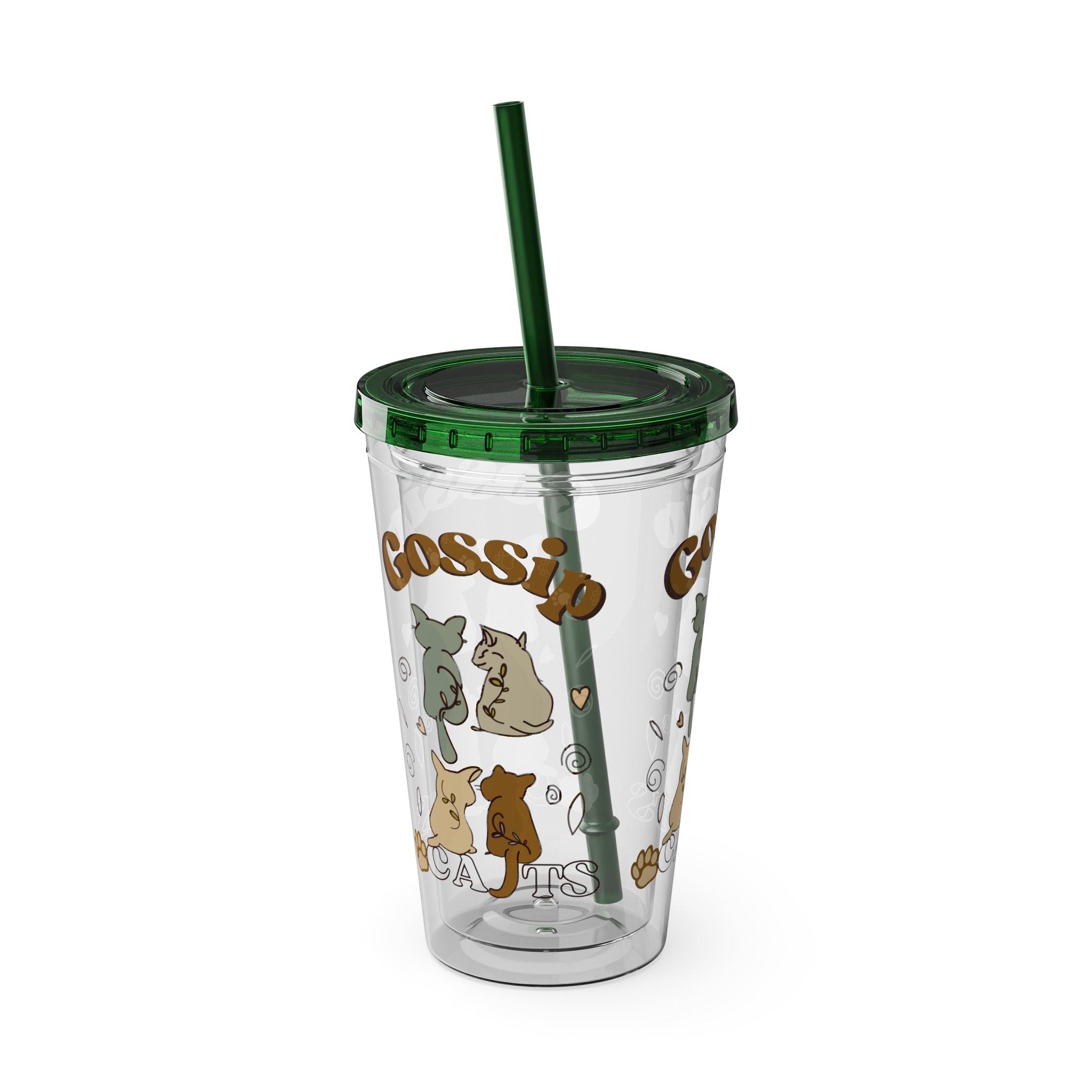 Sunsplash 16oz Tumbler with Straw - Cute Animal Gossip Design