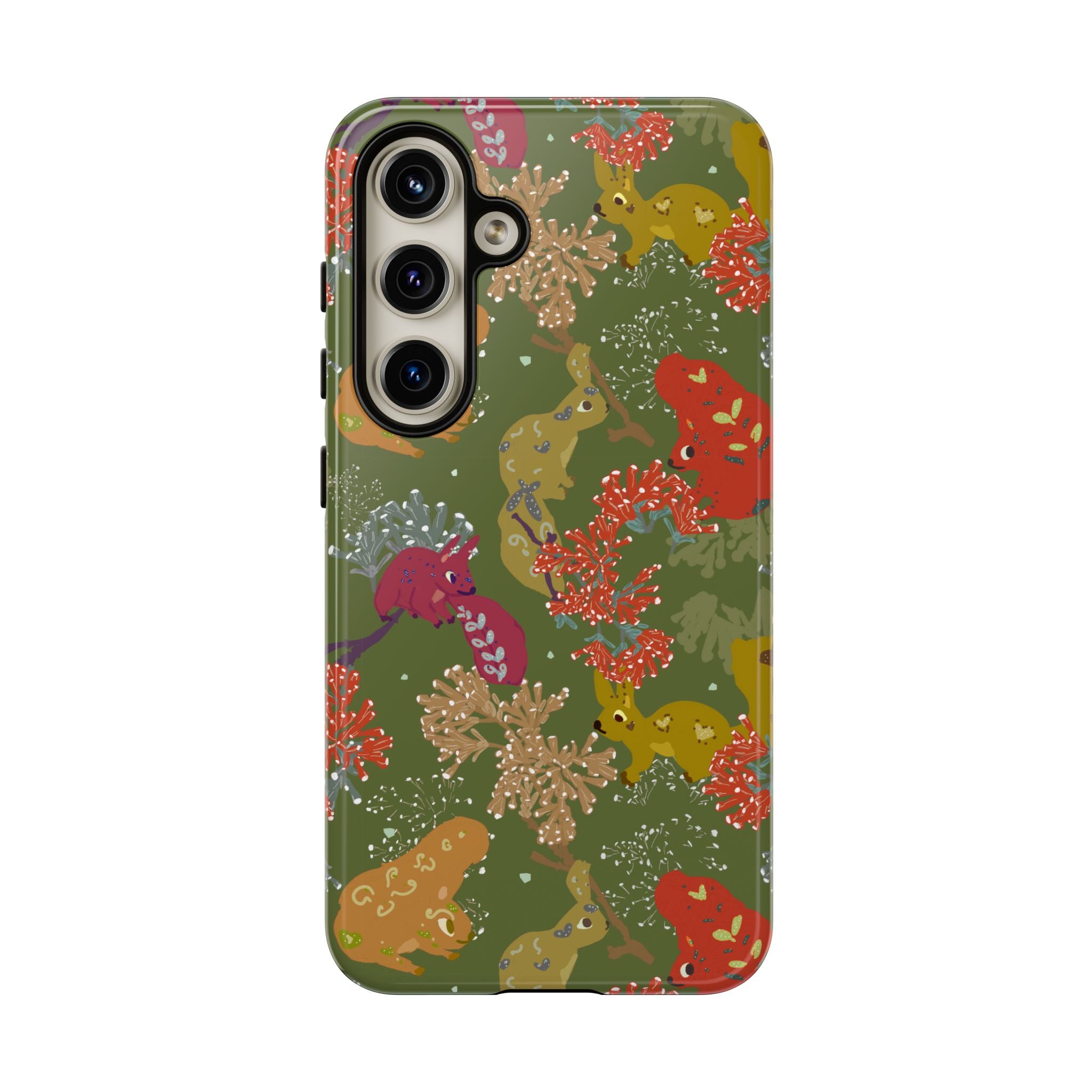 Playful Squirrels Tough Case Olive Green