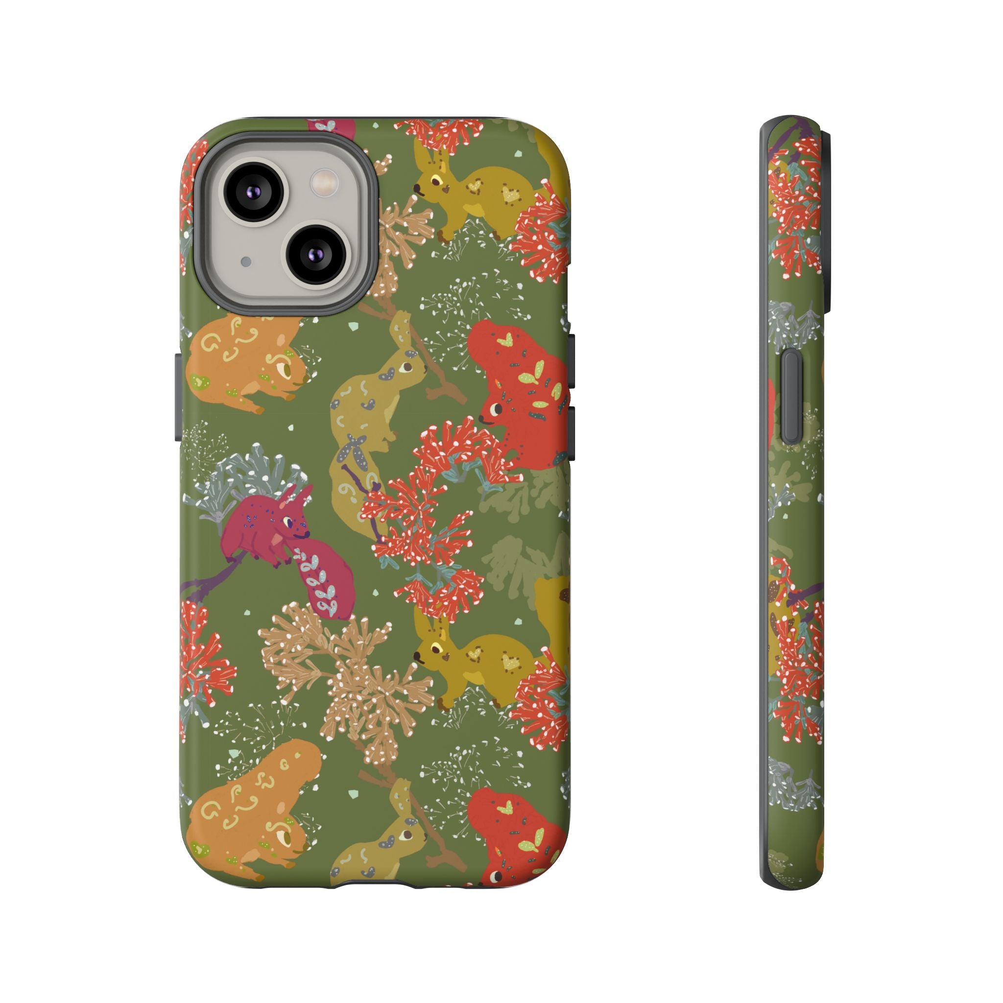 Playful Squirrels Tough Case Olive Green