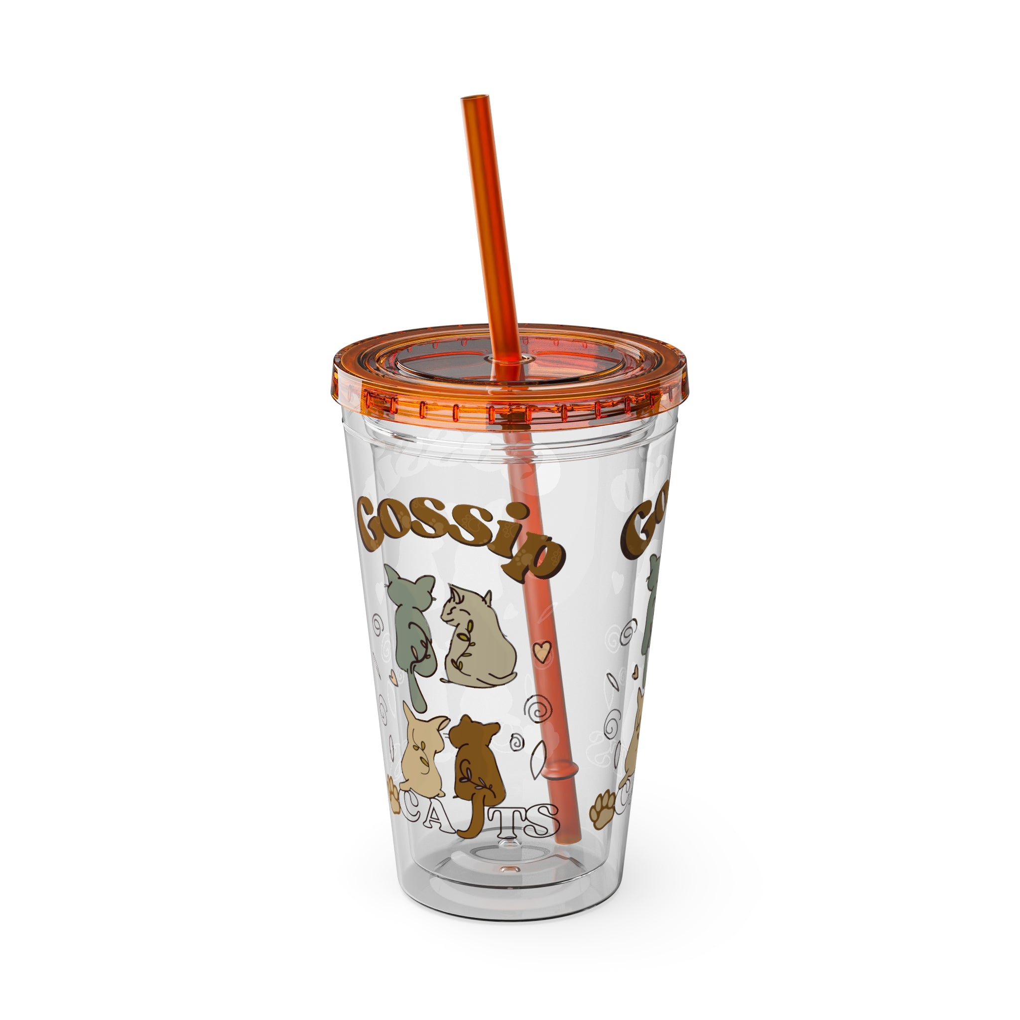 Sunsplash 16oz Tumbler with Straw - Cute Animal Gossip Design