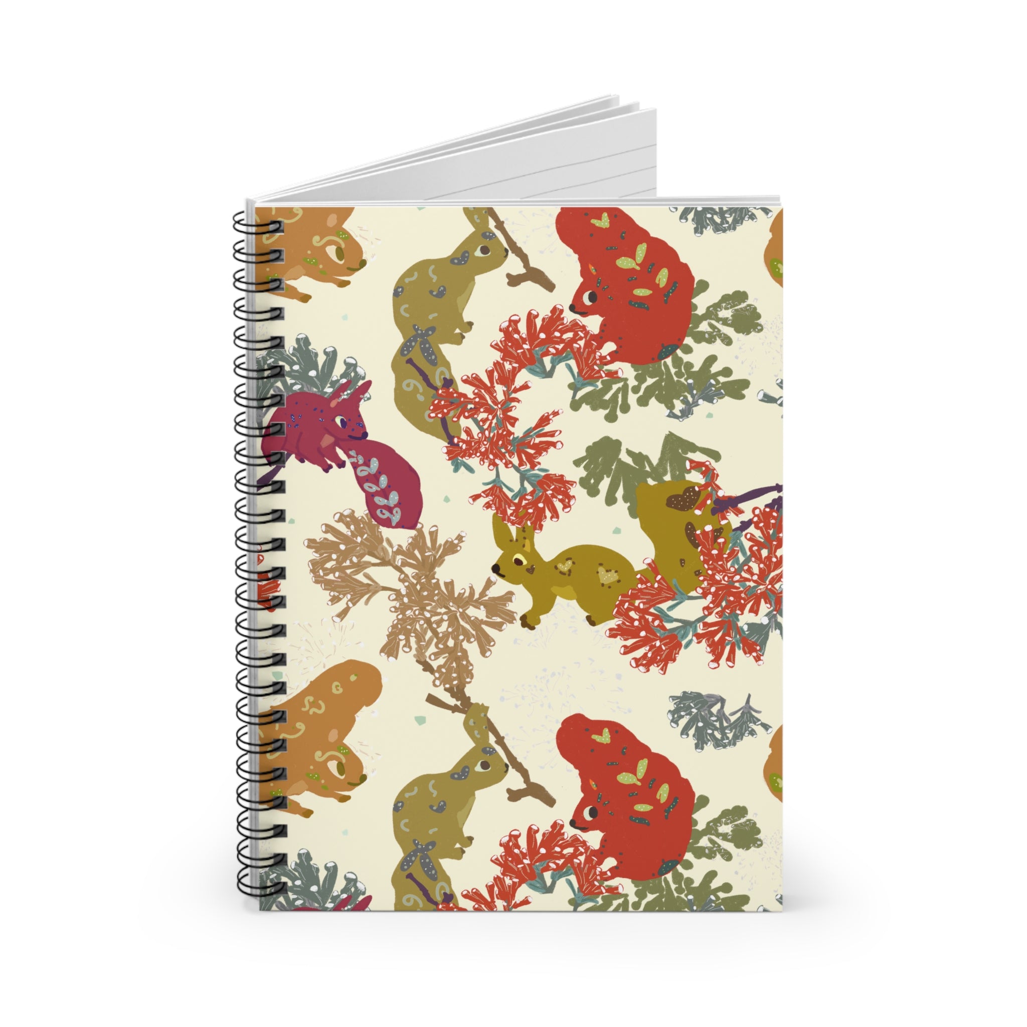 🐿️ Squirrel Spiral Notebook – Light Cream