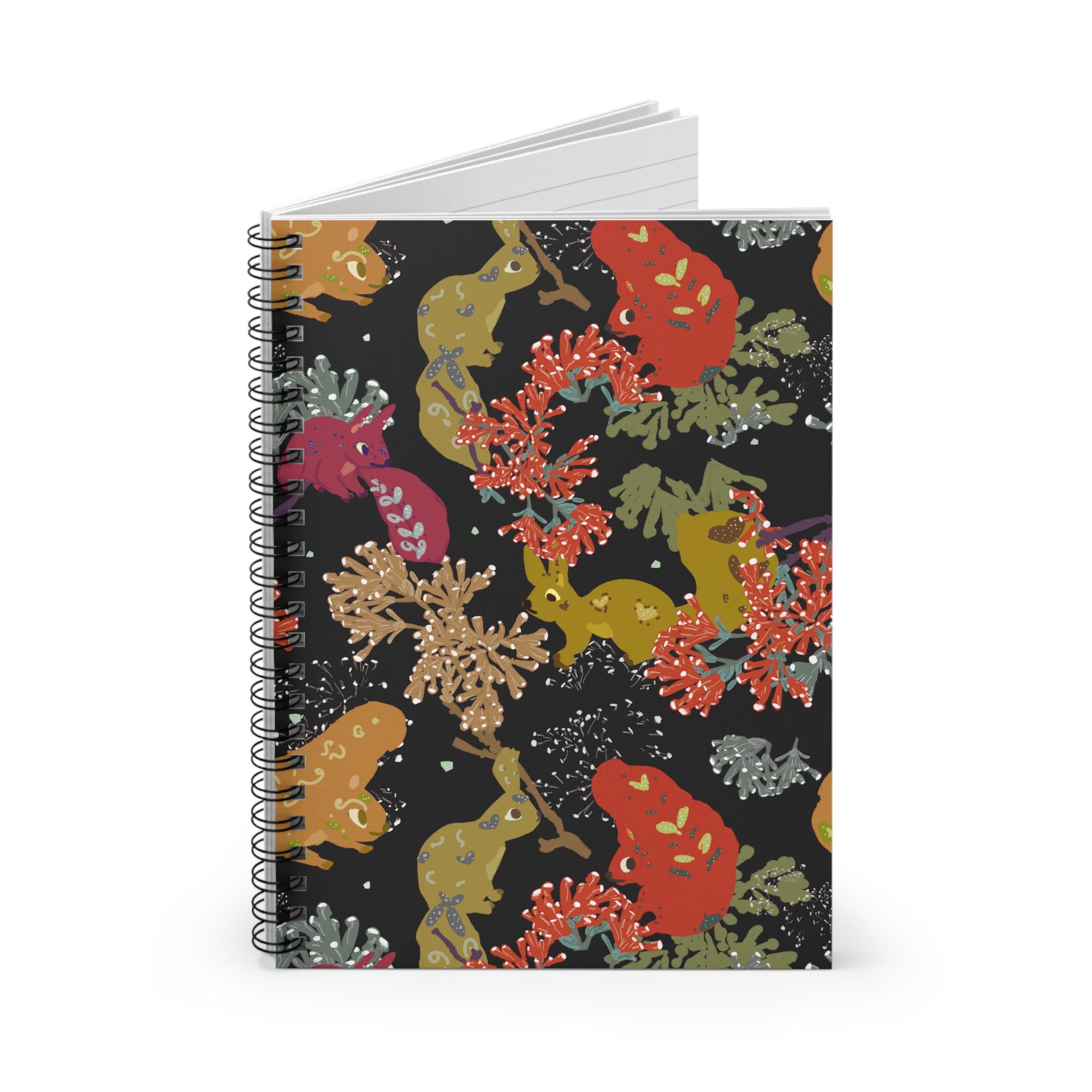🐿️ Squirrel Spiral Notebook – Midnight Black