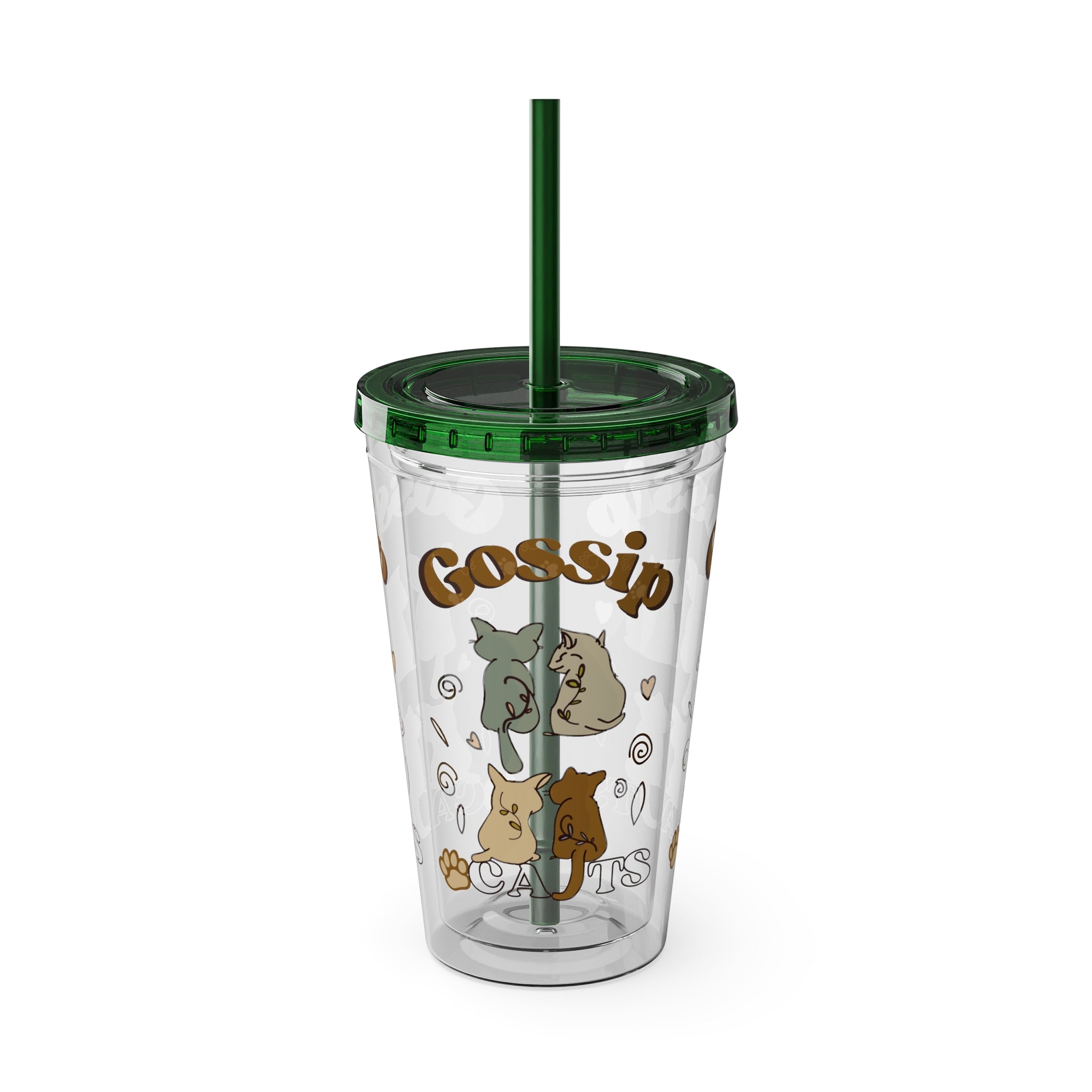 Sunsplash 16oz Tumbler with Straw - Cute Animal Gossip Design