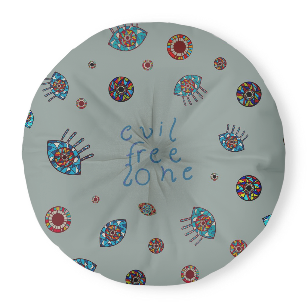 Evil Eye Tufted Floor Pillow Round