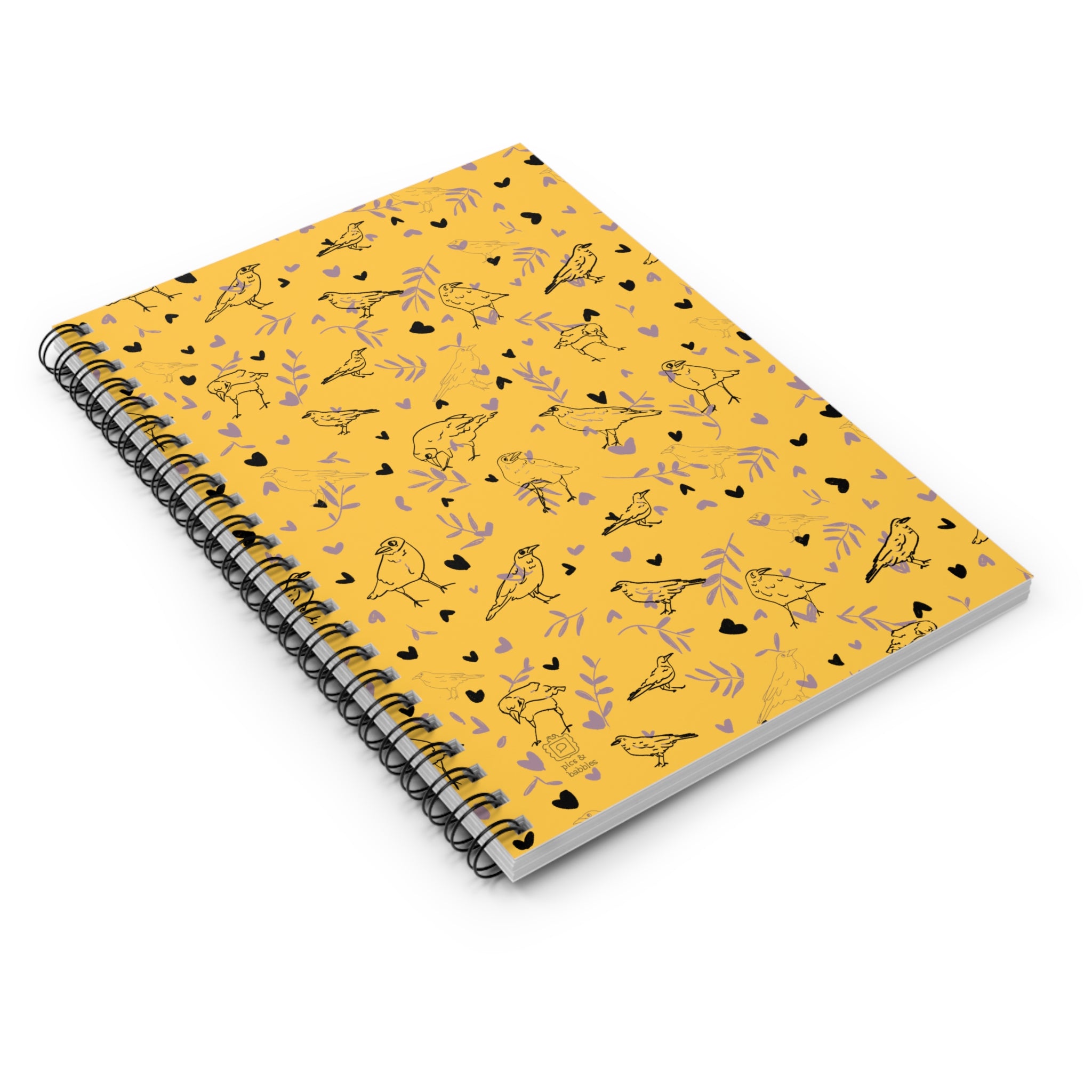 ☀️ Leaves & Feathers – Spiral Notebook Sunspell Yellow