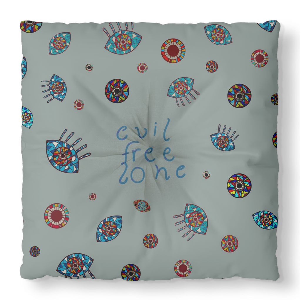 Evil Eye Tufted Floor Pillow Square