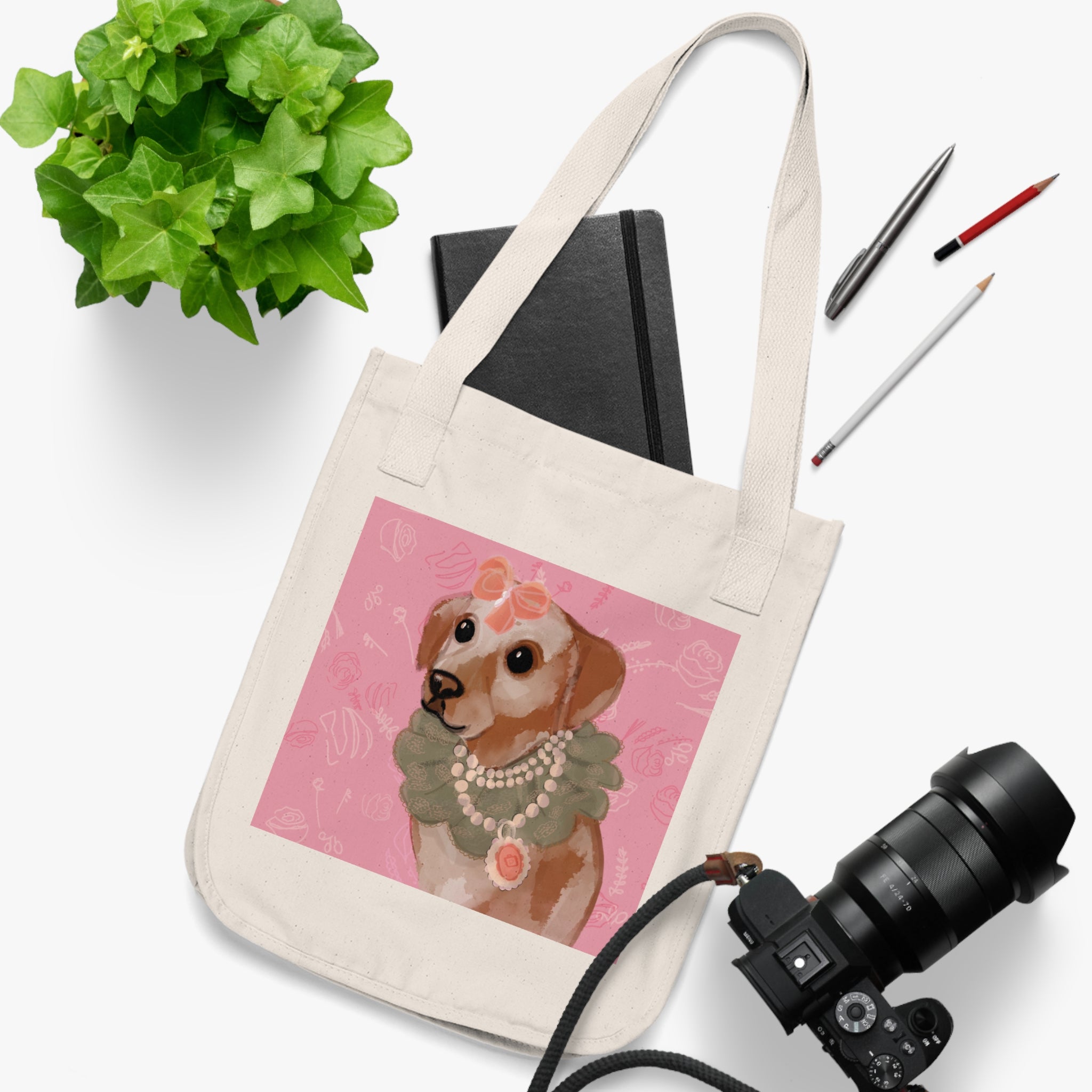 Grande Dame Dog Portrait Organic Canvas Tote Bag